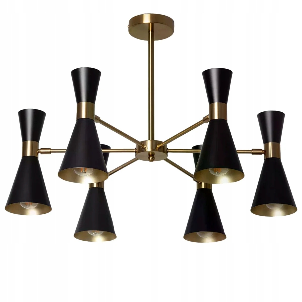 Zlatý lustr, černý, nastavitelné reflektory, 6bodový, moderní Abruzzo