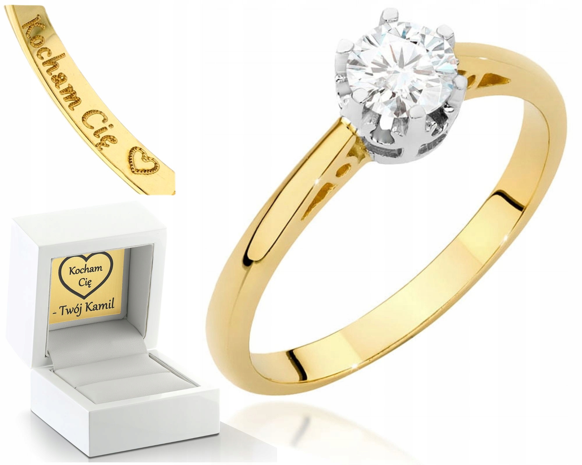 Zlatý Prstýnek Diamant Briliant 585 Gravírování