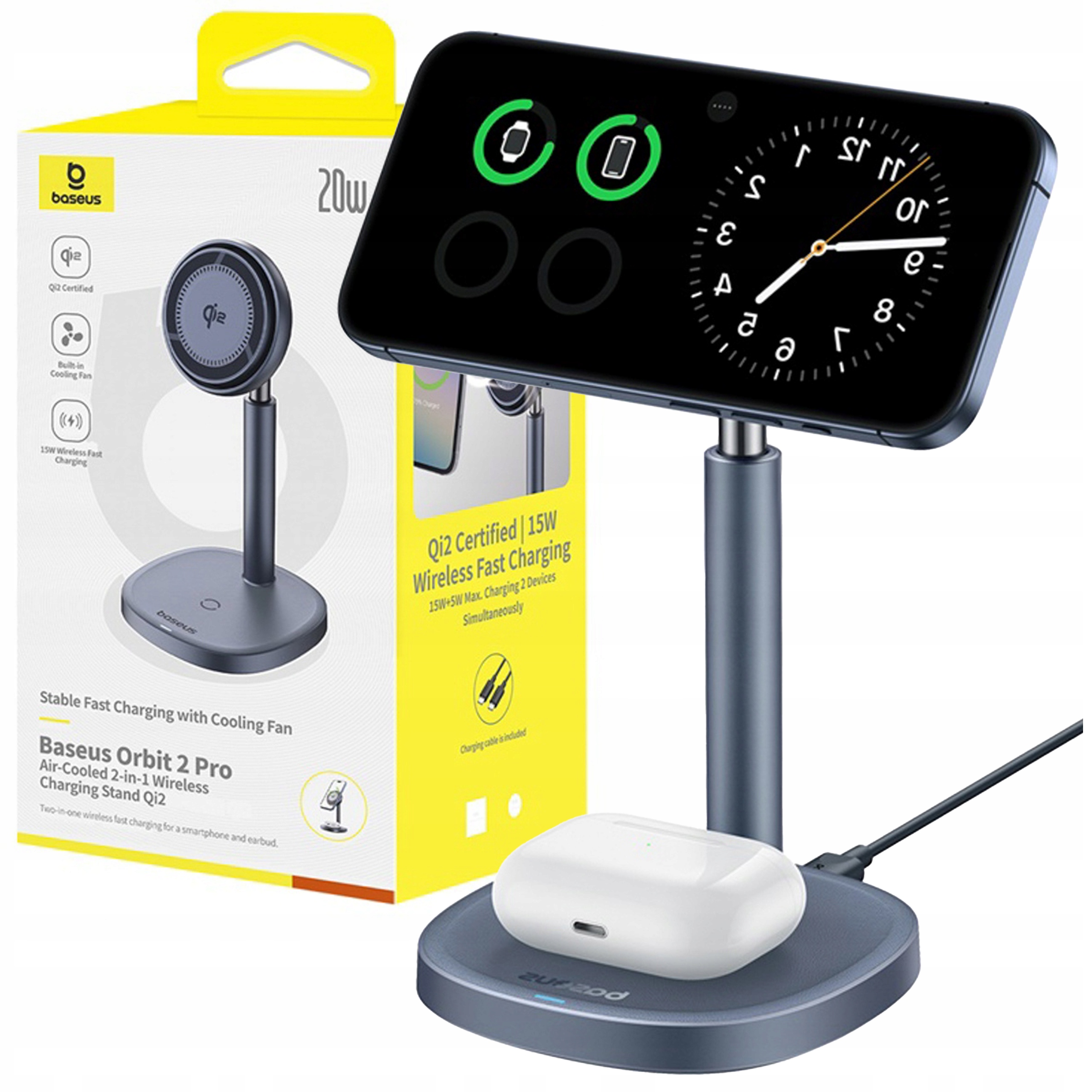Nabíjačka Magsafe Qi2 20W 2v1 Pre Telefón Sluchátka Usb-c Kabel