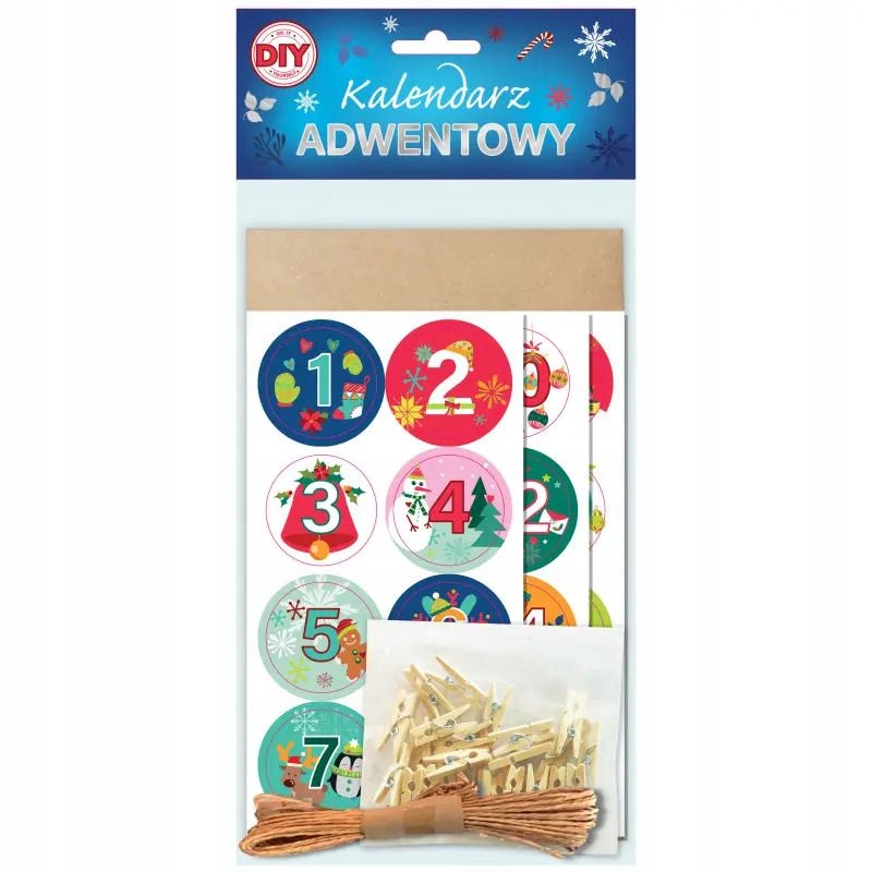KALENDARZ ADWENTOWY EKO DIY, 24 TOREBKI+SPINACZE