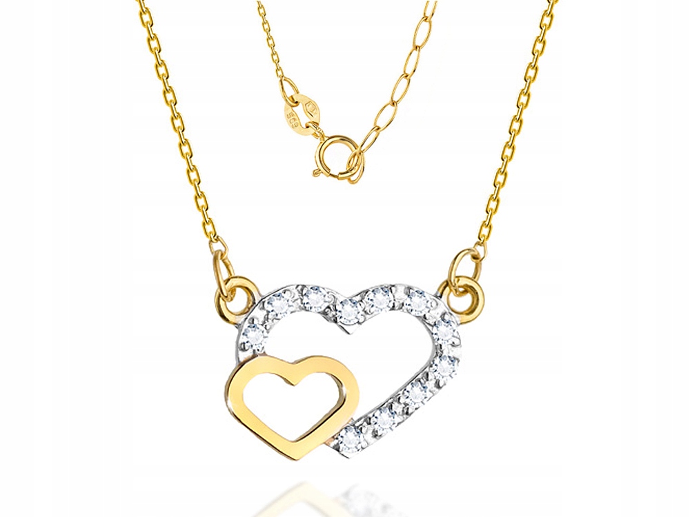 Zlatý Řetízek pr. 585 Srdce S Brilianty 0.06 ct