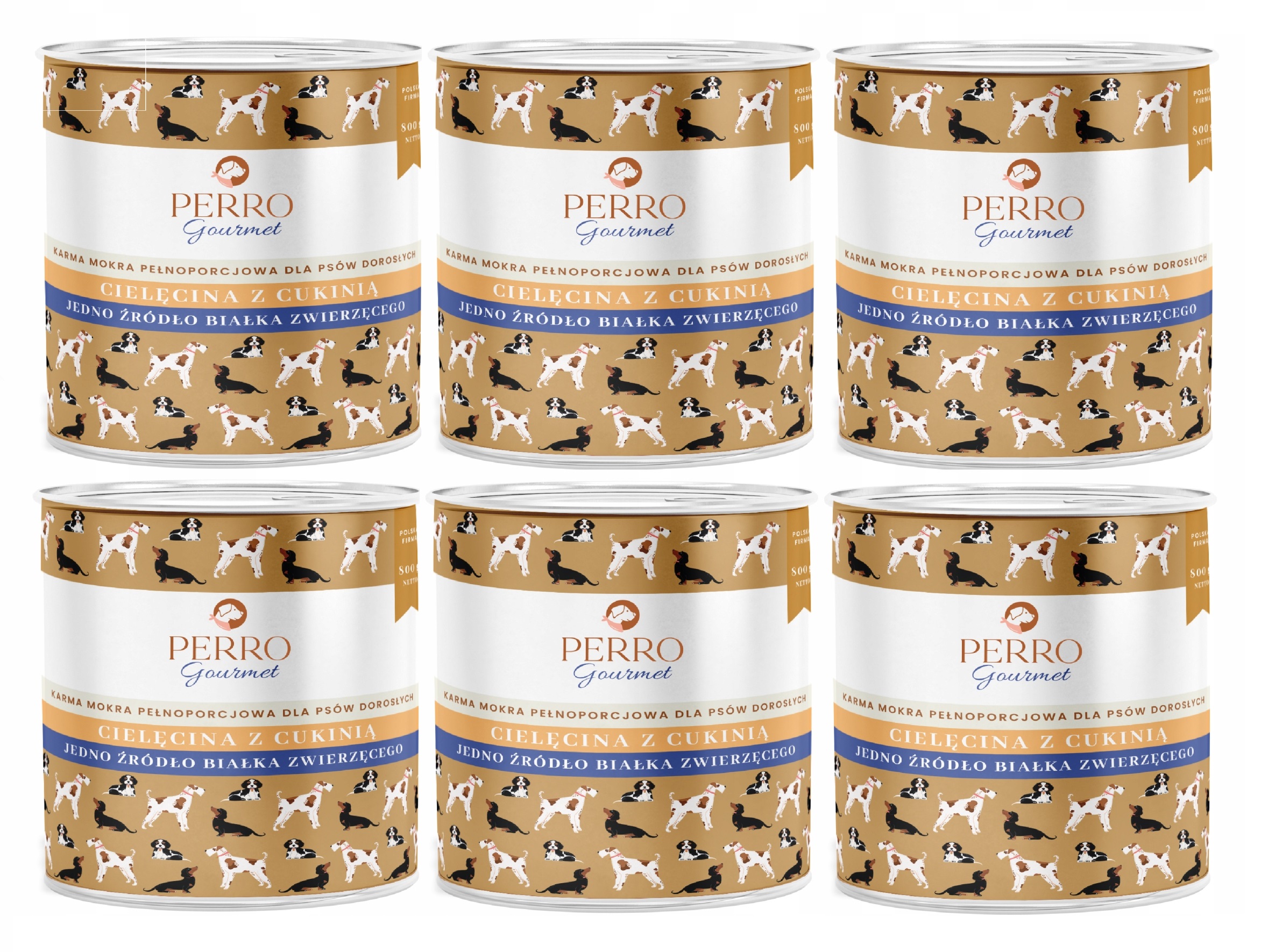 Perro Gourmet Monoproteinové Krmivo Vlhké telecí maso s cuketou 6x800 g