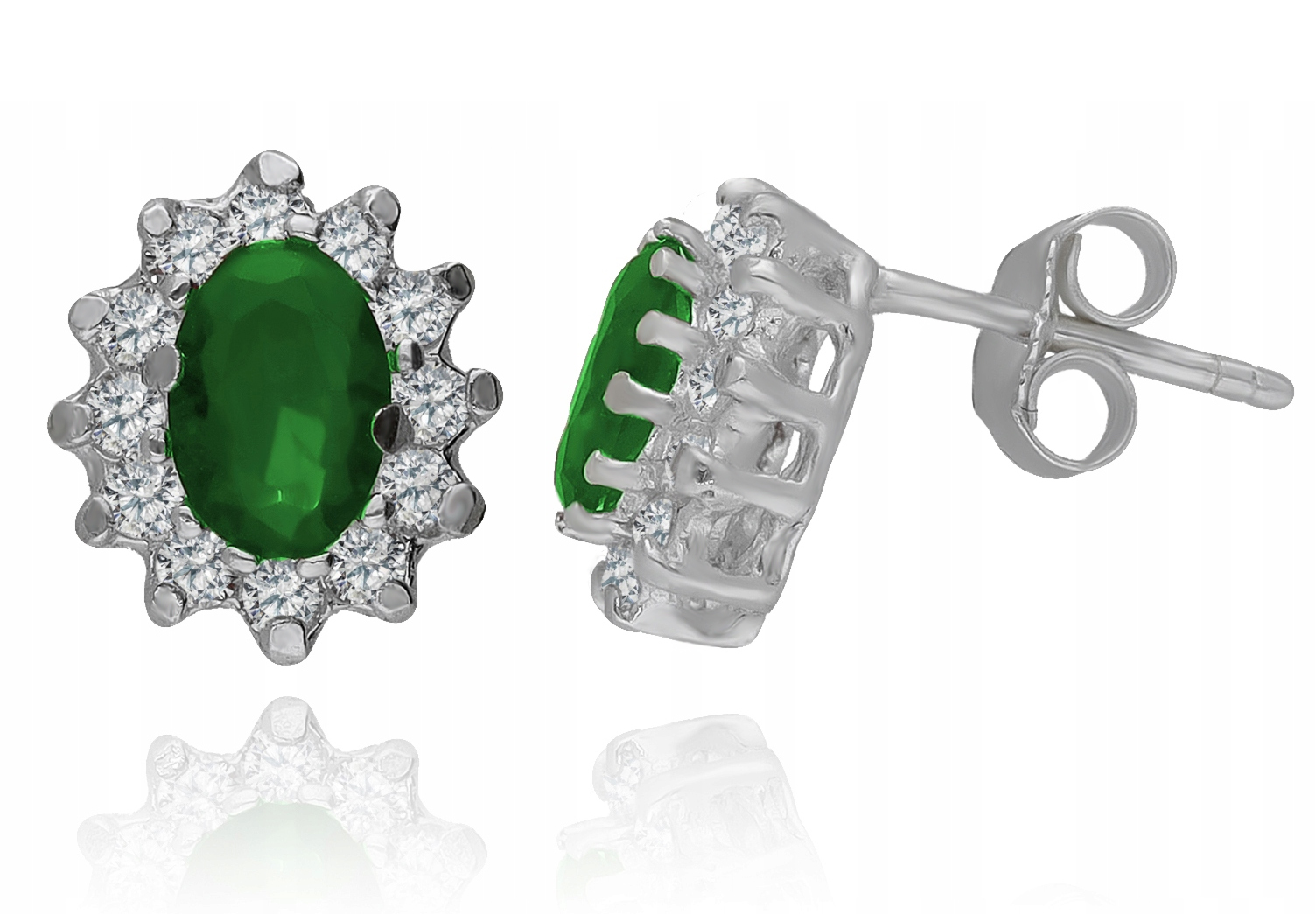 Malé Stříbrné Náušnice S Markýzou A Zelenými Zirkony