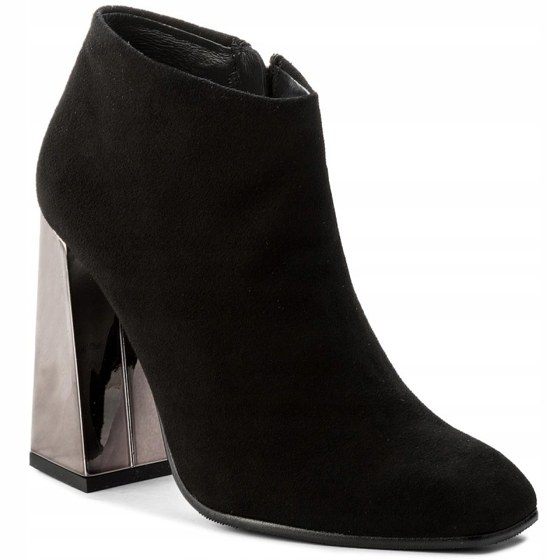 Eva Minge Dámské Kotníkové Boty Kožené Podpatek 40 3B4G4*