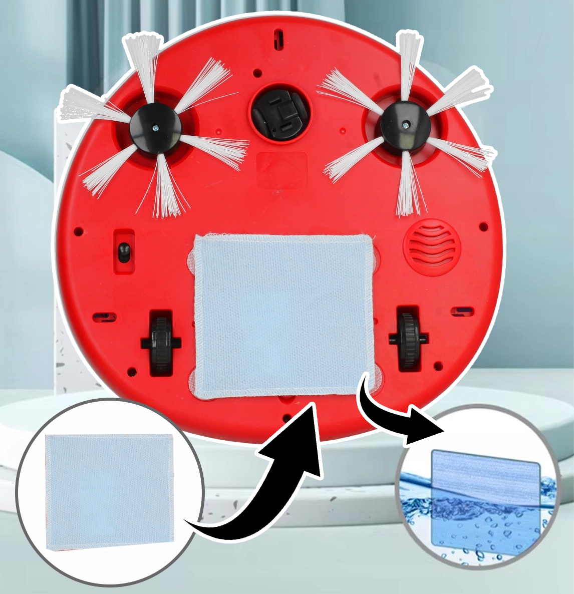 Odkurzacz Robot Sprzątający Vacuum Cleaner Jeździ Śpiewa Świeci 2 Szczotki Materiał plastik