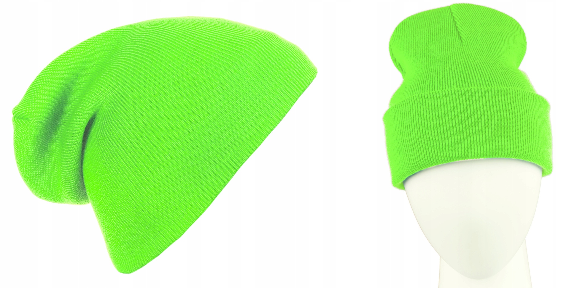 

Męska czapka krasnal beanie 3w1 - zielona neonowa