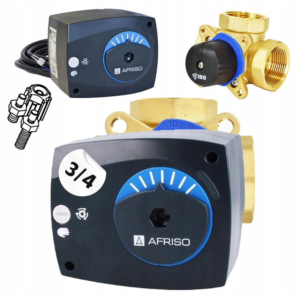 Sada 3-CESTNÝ Zmiešavací Ventil DN20 3/4 3-BODOVÝ Valec Afriso Arm