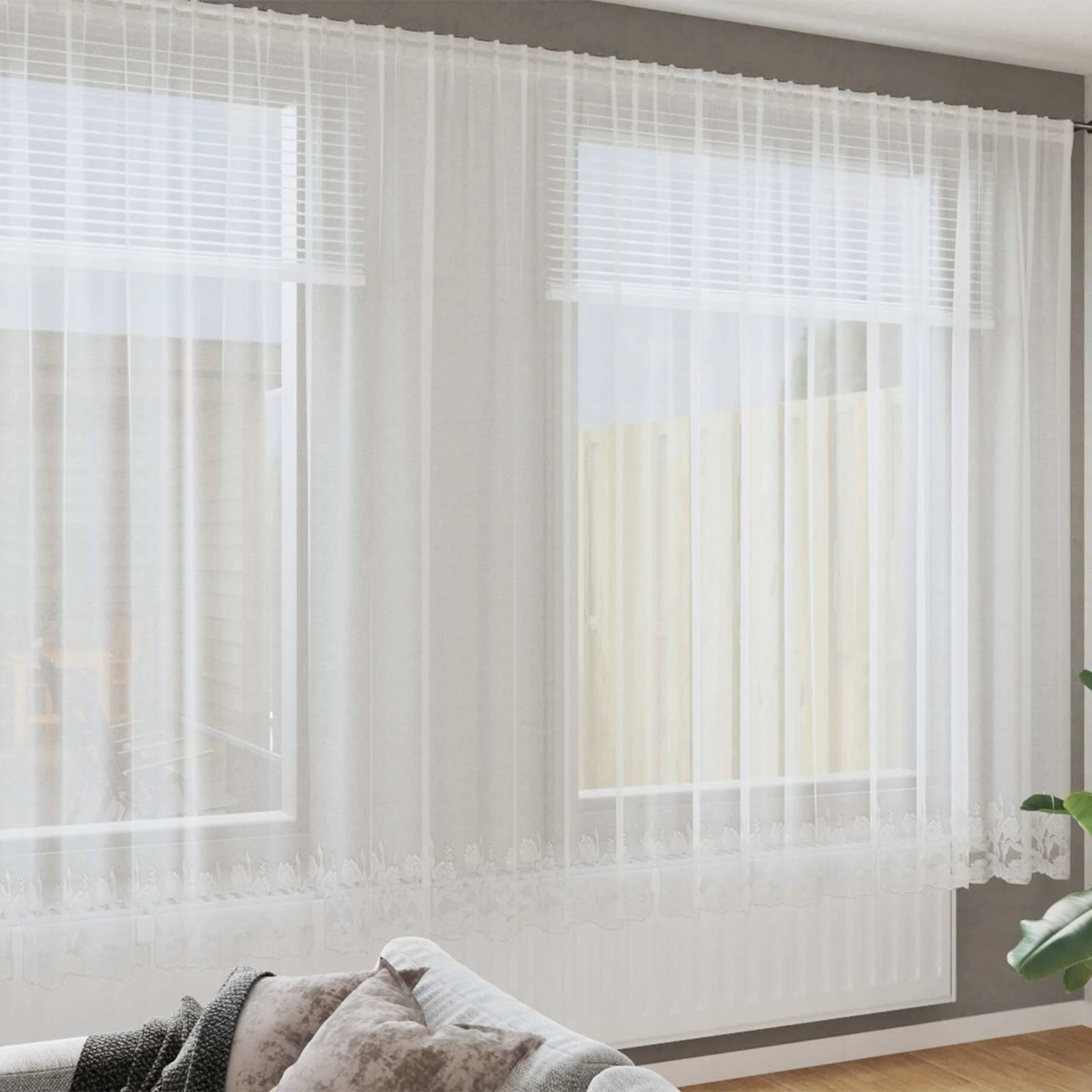 vidaXL Čipkový Závěs se záclonami Bílá 245 x 500 cm Polyester