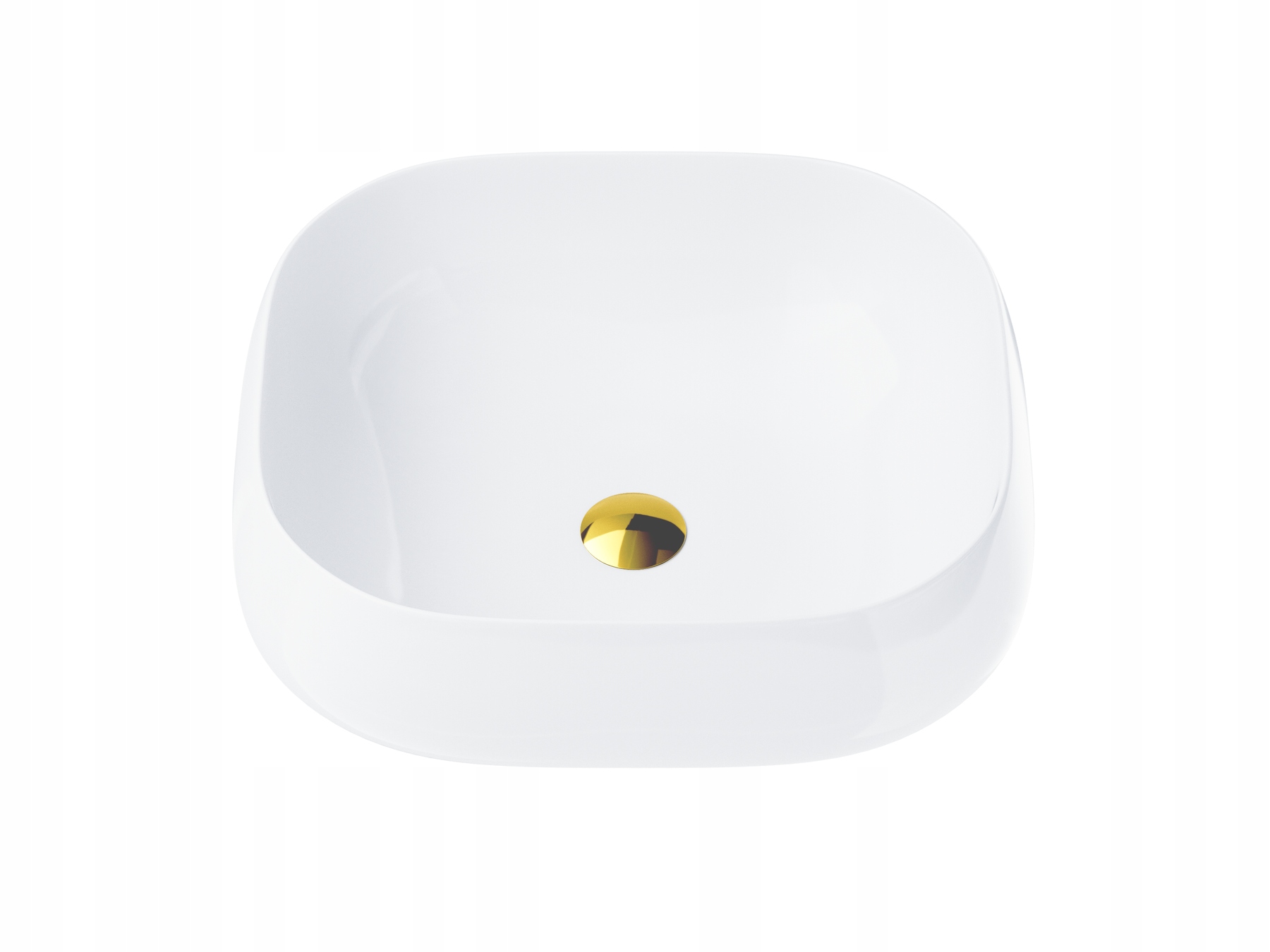 Umywalka nablatowa Corsan prostokątna 450x410x145 mm z korkiem złotym