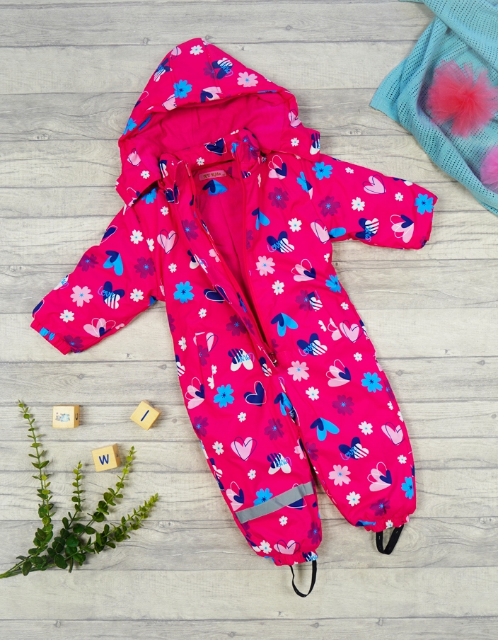 ZIMOWY KOMBINEZON 1cz. SERCA KWIATY amarant r.110 Rodzaj zimowy