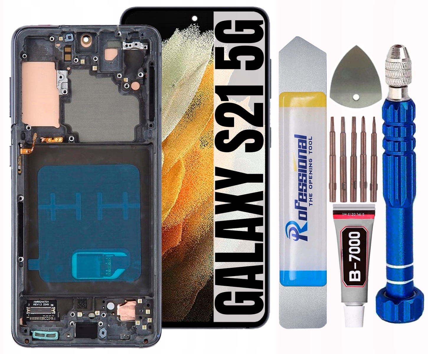 Displej Pro Samsung Galaxy S21 5G G991 G991B Oled LCD Rámeček Šedý