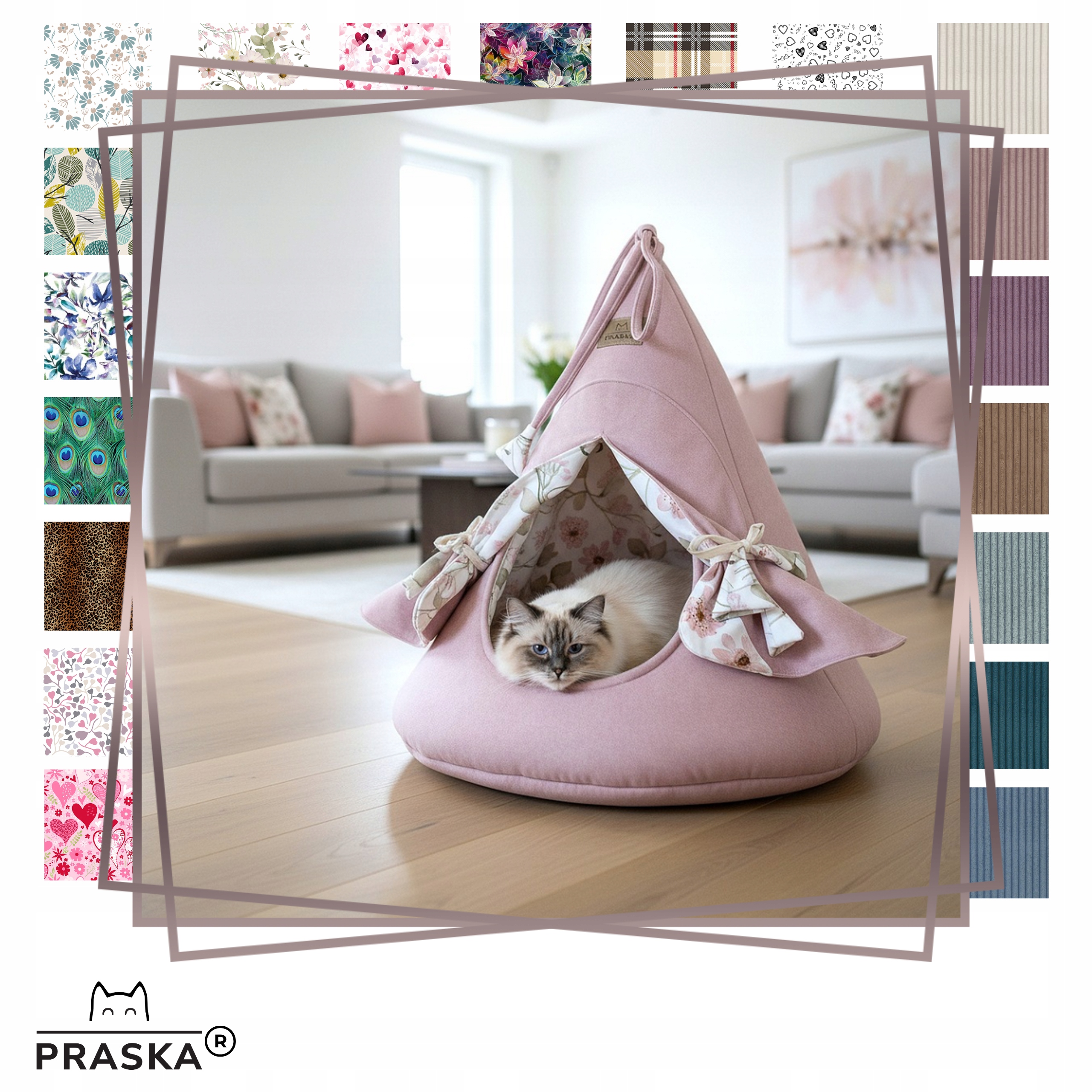 Levně Pražská Pelíšek Budka pro kočky Cat Cab Royal s polštářem 50x58 cm Barvy