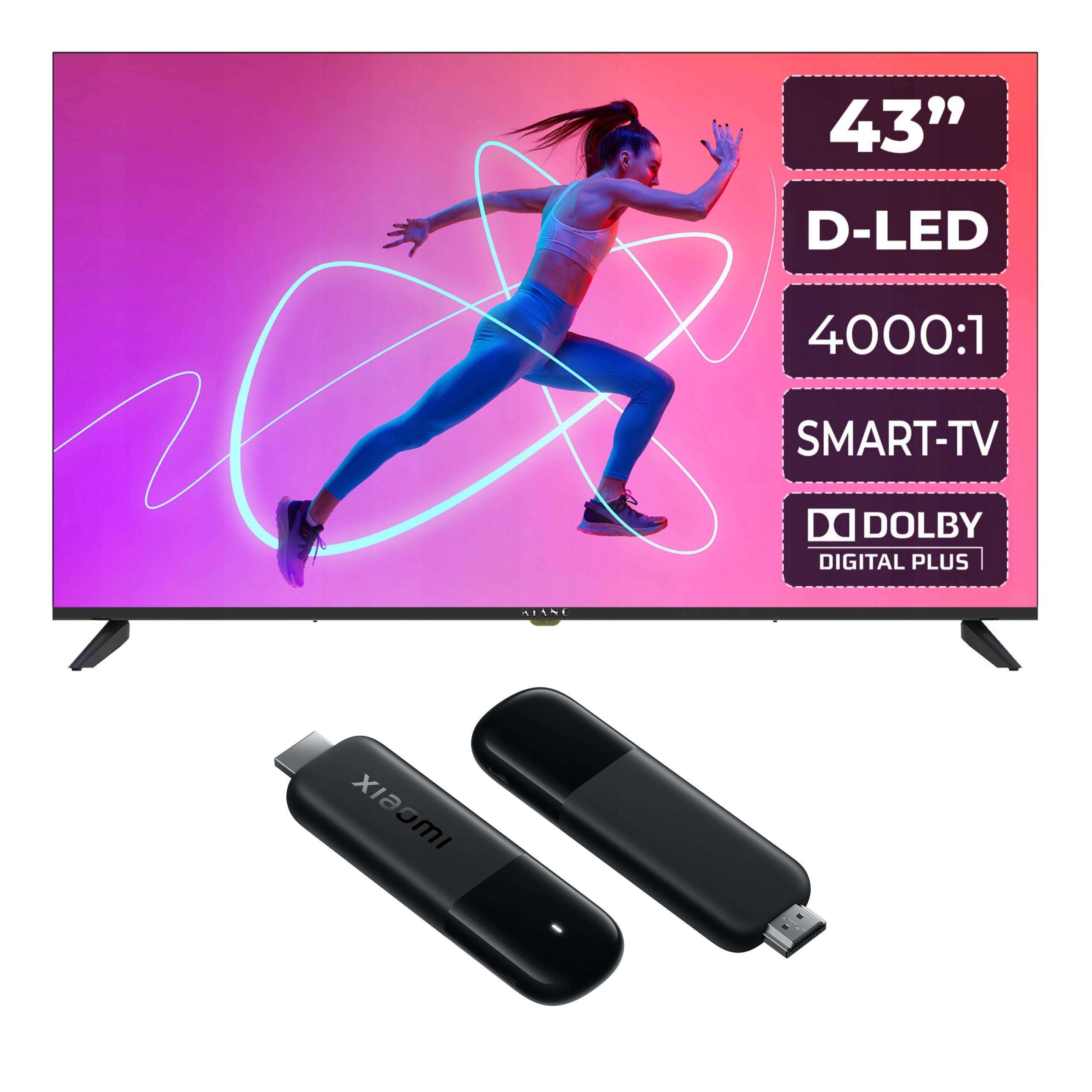 Televízor Kiano KE43 Led Tv 43" 4K Xiaomi Mi Tv Stick 4K (2. generácia)