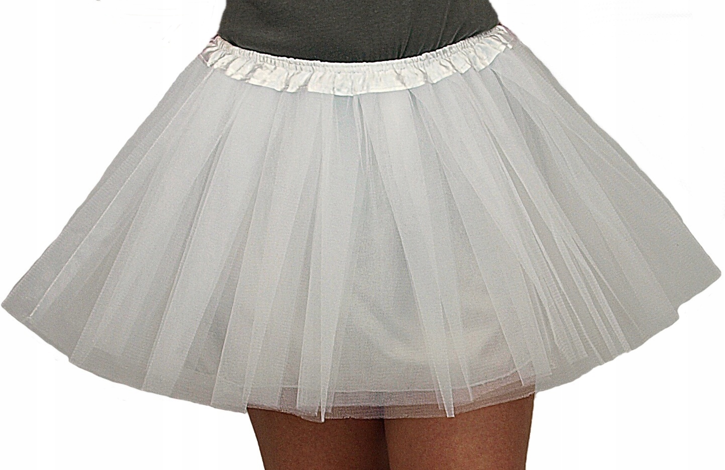 SPÓDNICZKA TIULOWA SPÓDNICA 30cm z podszewką BIAŁA
