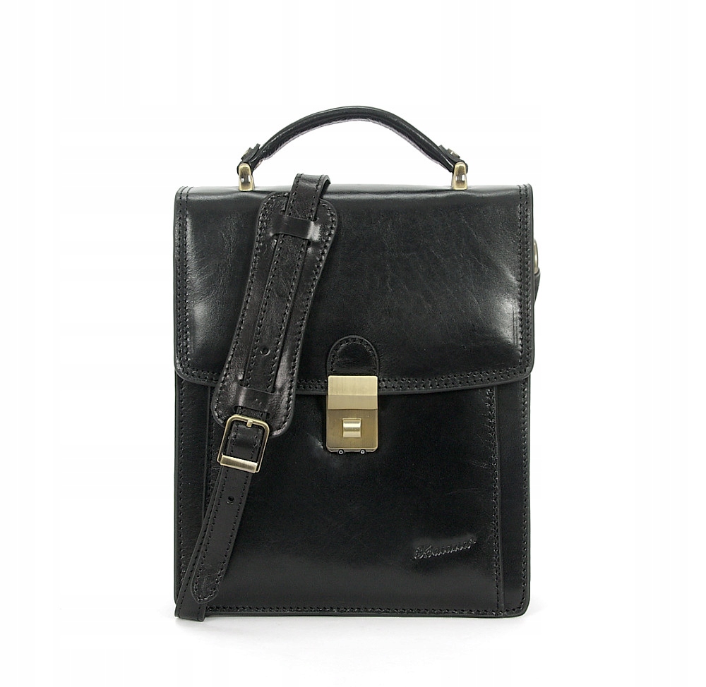 TORBA NA RAMIĘ RAPORTÓWKA SKÓRZANA CZARNA PASEK!!!