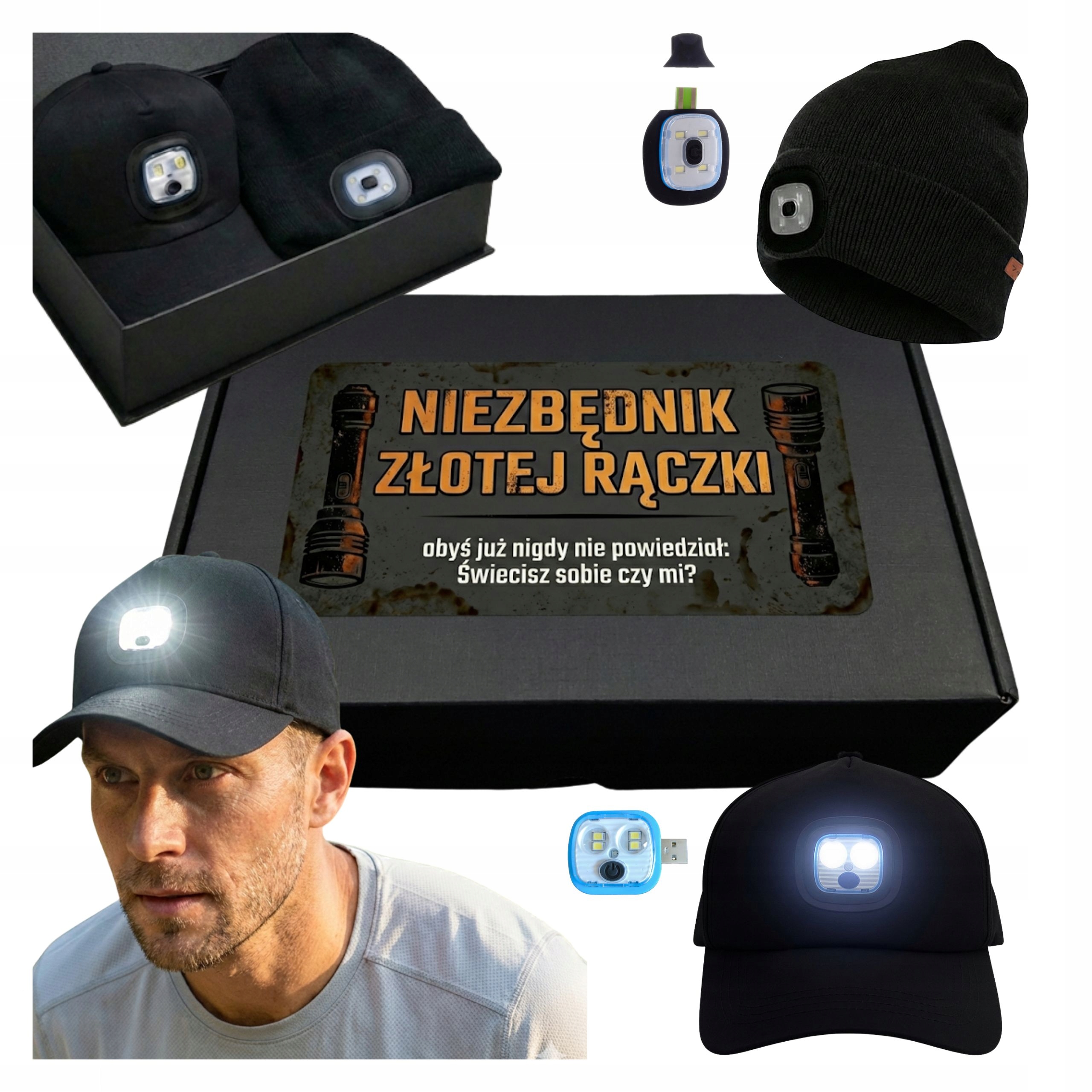 Czapka Led Zimowa Z Daszkiem Zestaw Dla Faceta Męża Gadżet