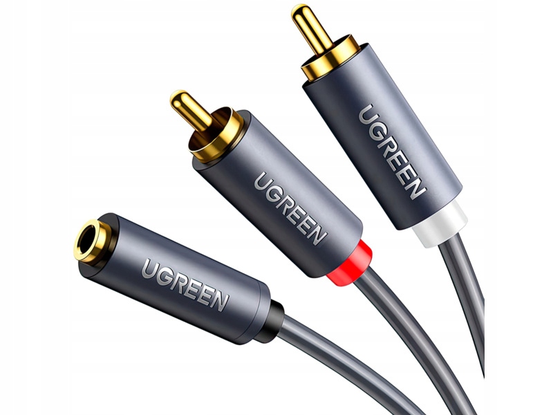 Kabel audio Ugreen AV102 1m 2 x RCA 3.5mm czarny