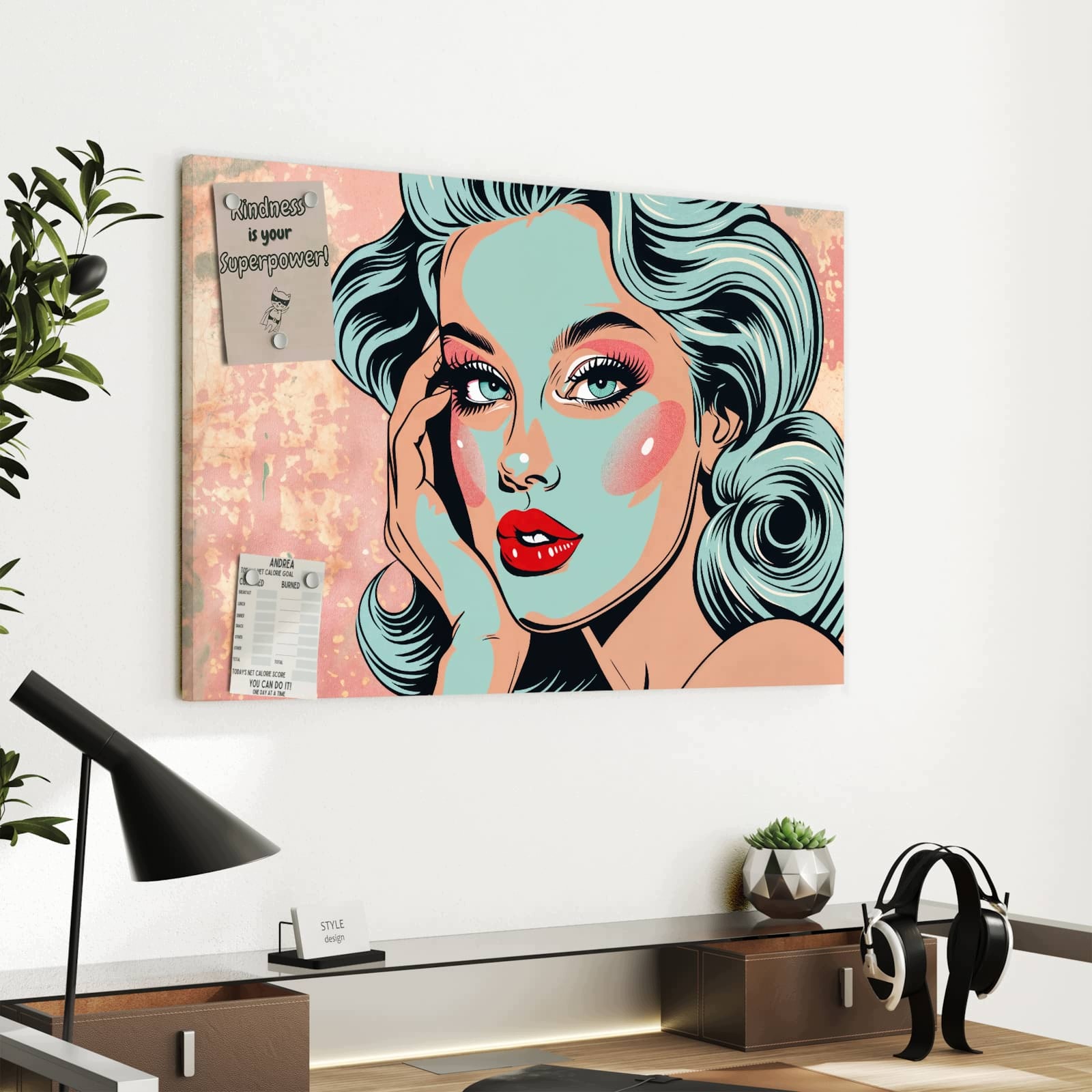 Magnetická tabule Komiks Portrét Umění 60 × 40 cm