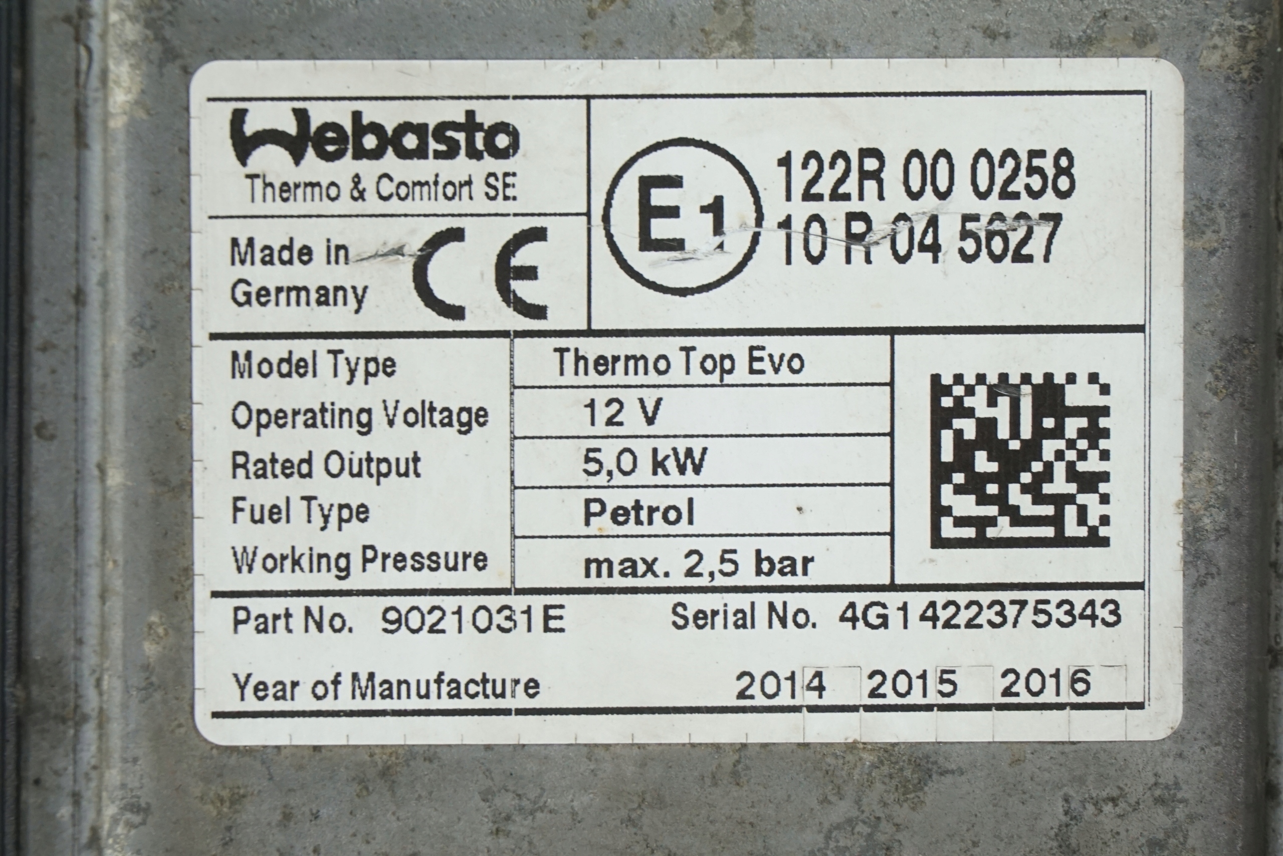 HEATING WEBASTO THERMO TOP EVO 9021031E