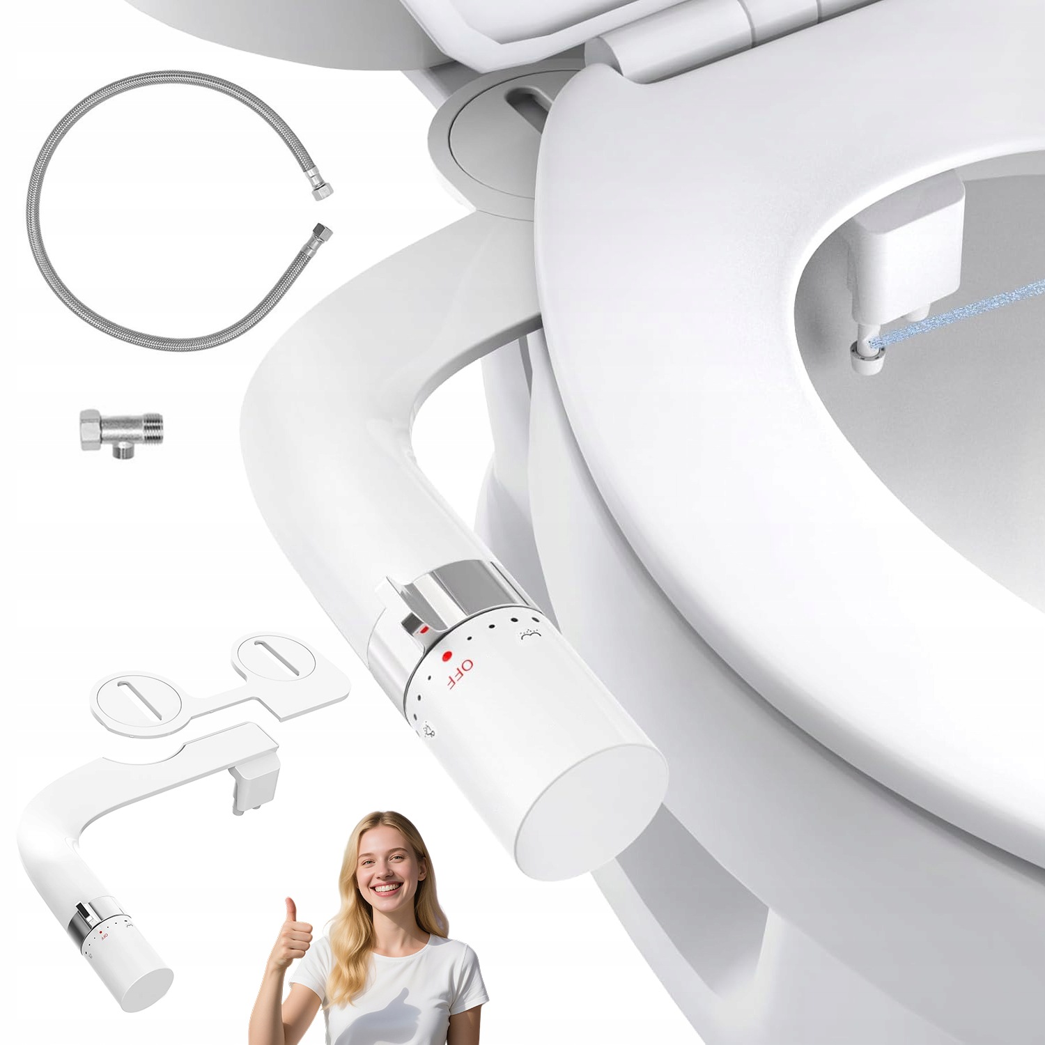Deska Bidet Nakładka Toaleta 2 Tryby Samoczyszczący Cienki G3/8
