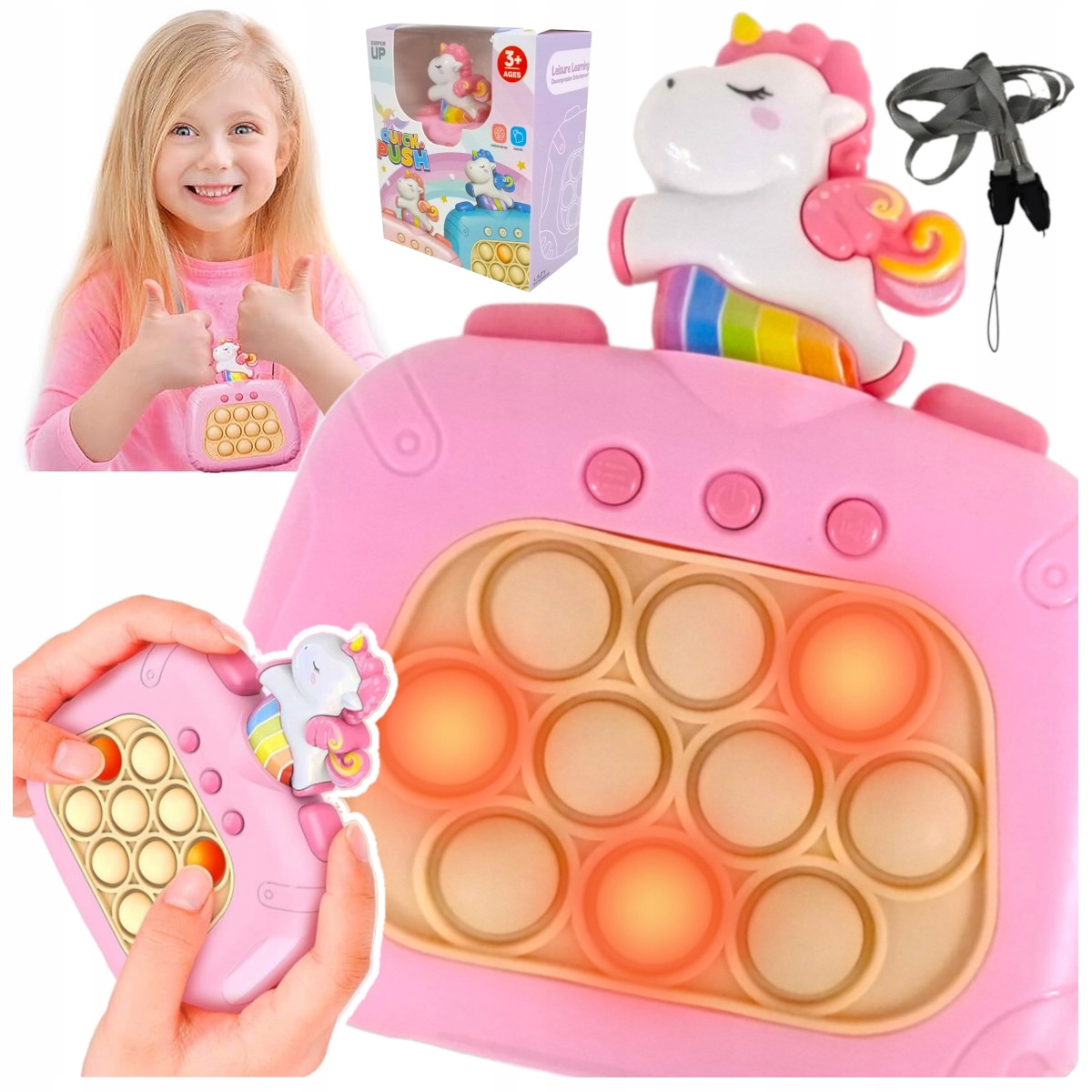 GRA ZRĘCZNOŚCIOWA POP IT UNICORN RÓŻOWA POPIT PUSH ANTYSTRESOWA SENSORYCZNA Maksymalna liczba graczy 1