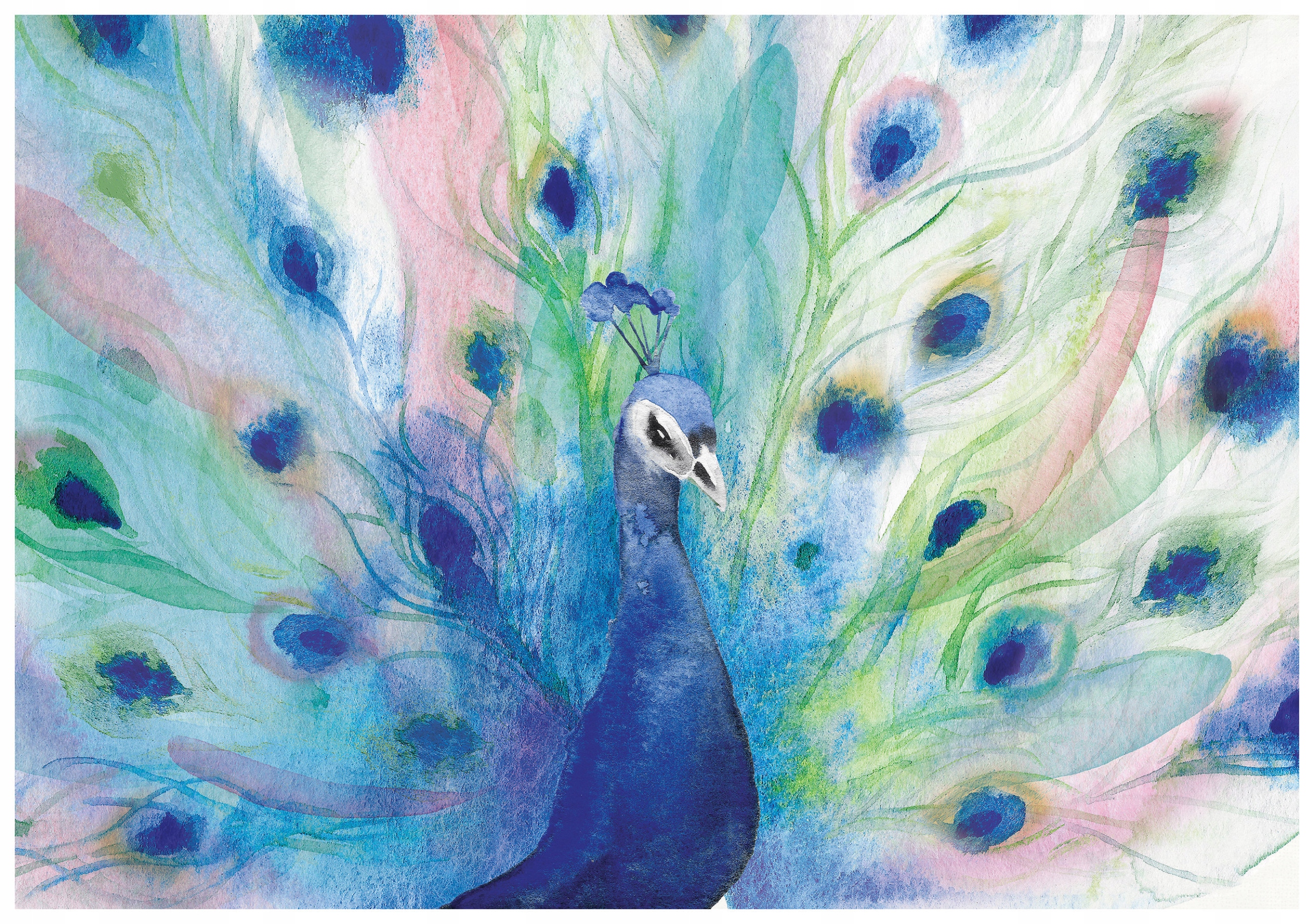 Tapeta Paw akvarel Elegance v odstínech modré zelené 208x146+lepidlo