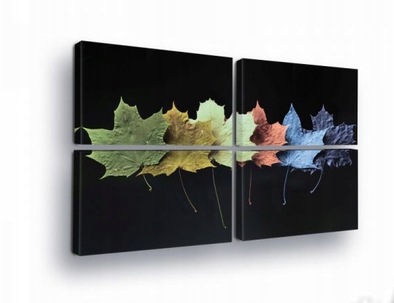 Obraz 120x80 modulární polyptych podzim javor černá kontrast dekor listy