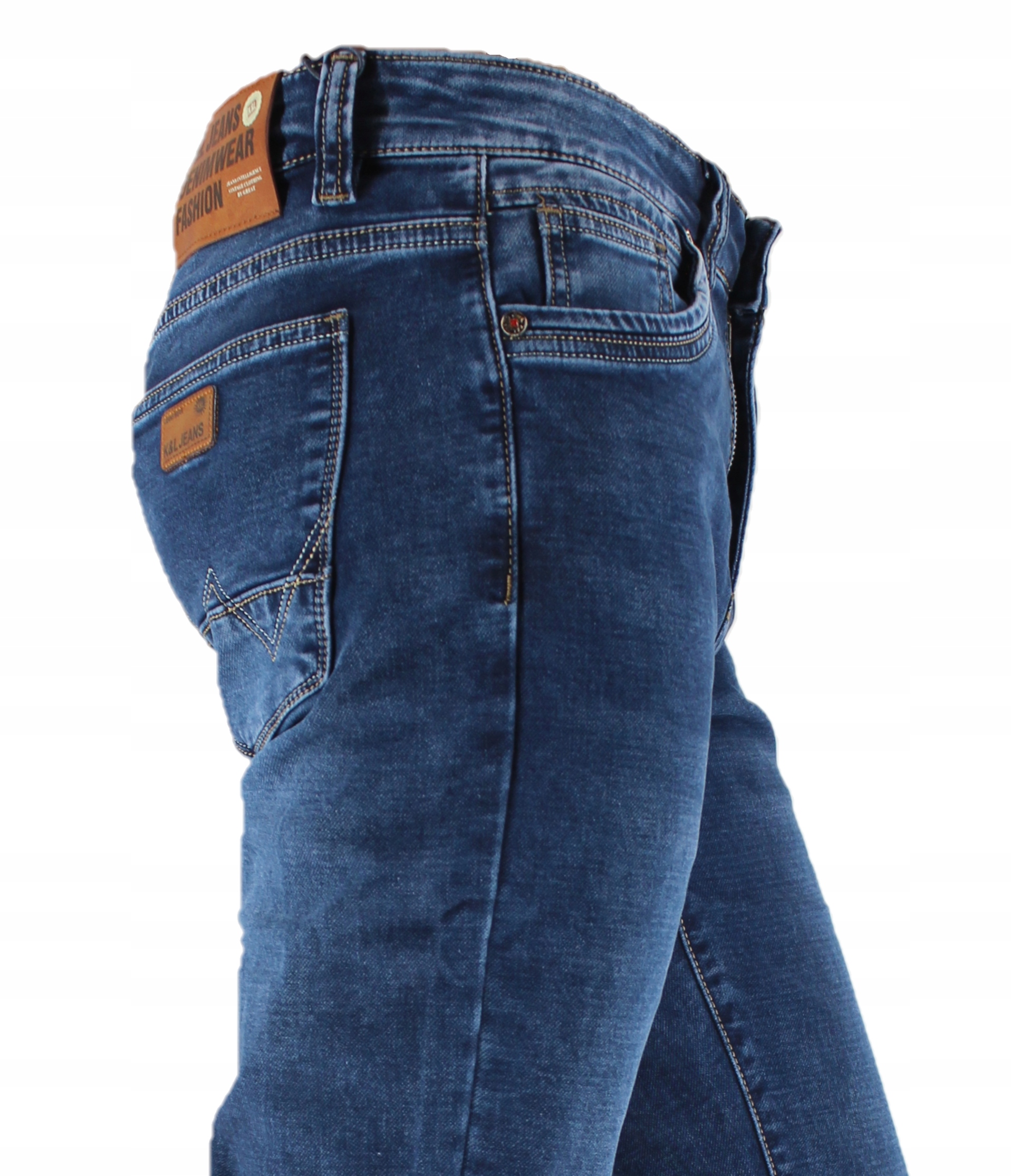 SPODNIE KLASYCZNE MĘSKIE PROSTA NOGAWKA L32 W39 Kolor niebieski