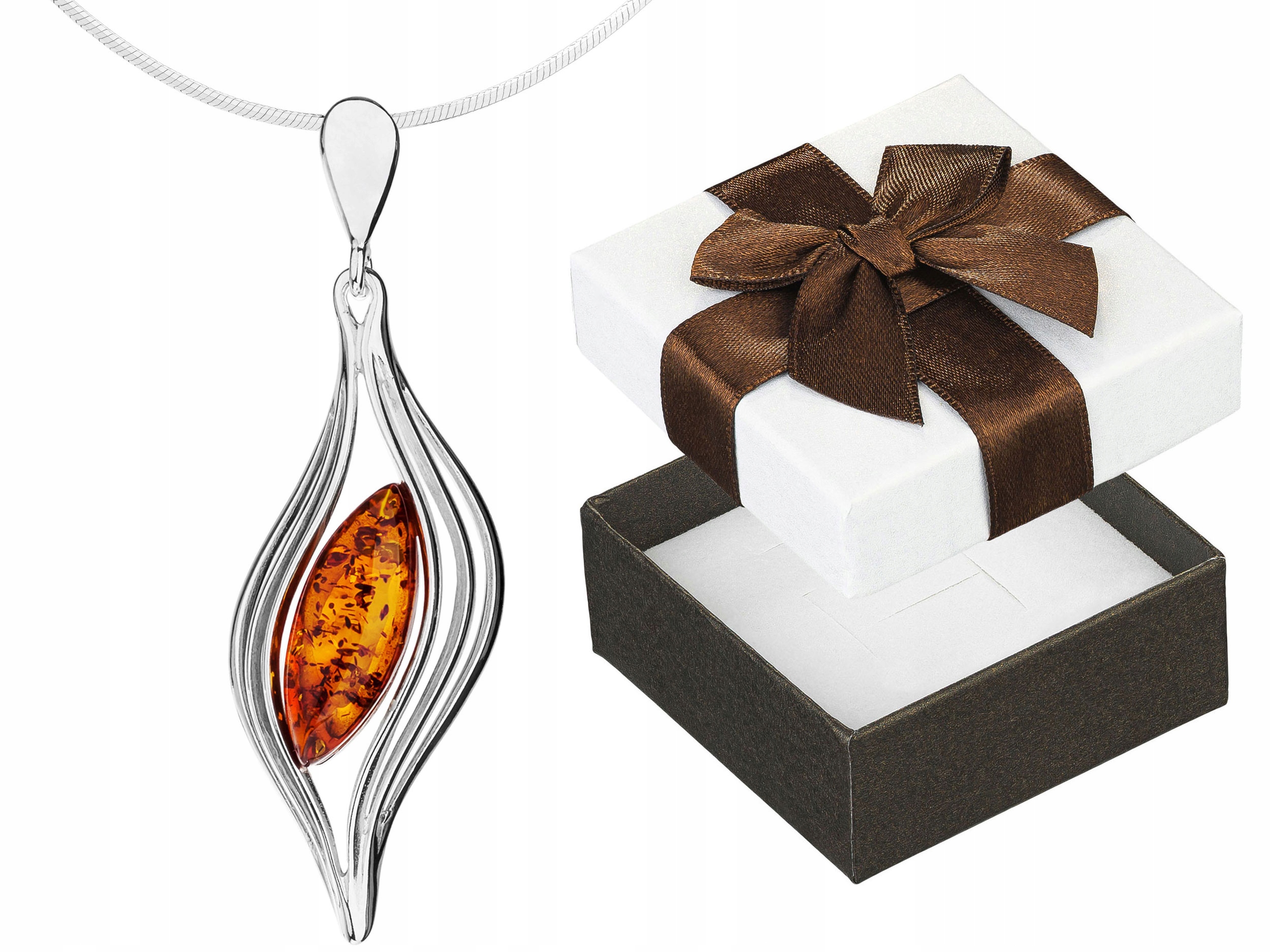 Velký stříbrný dámský ažurový náhrdelník s krátkým jantarem Choker 38 cm