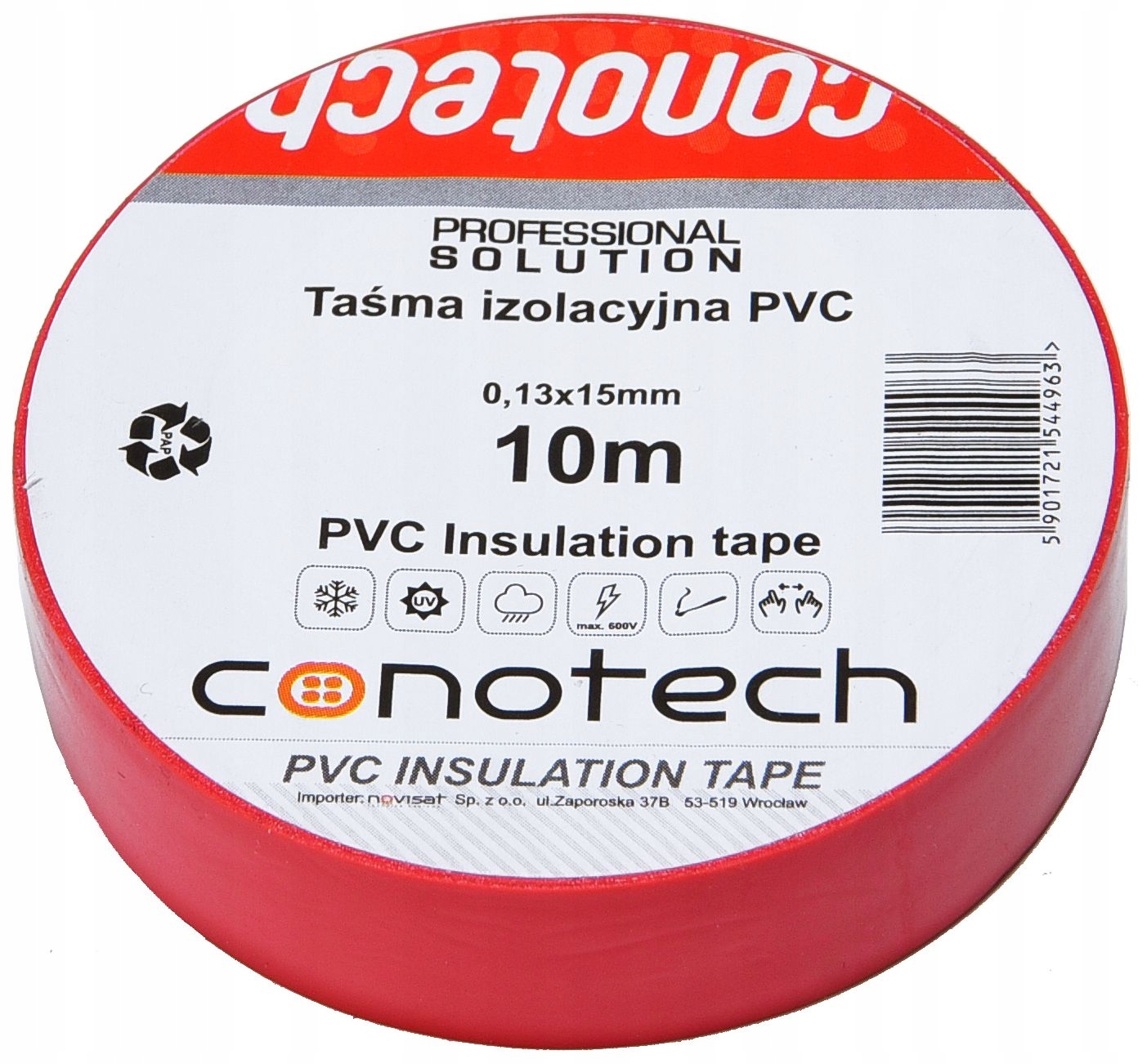 

Taśma Izolacyjna 10m Izolacja Czerwona 0,13x15mm