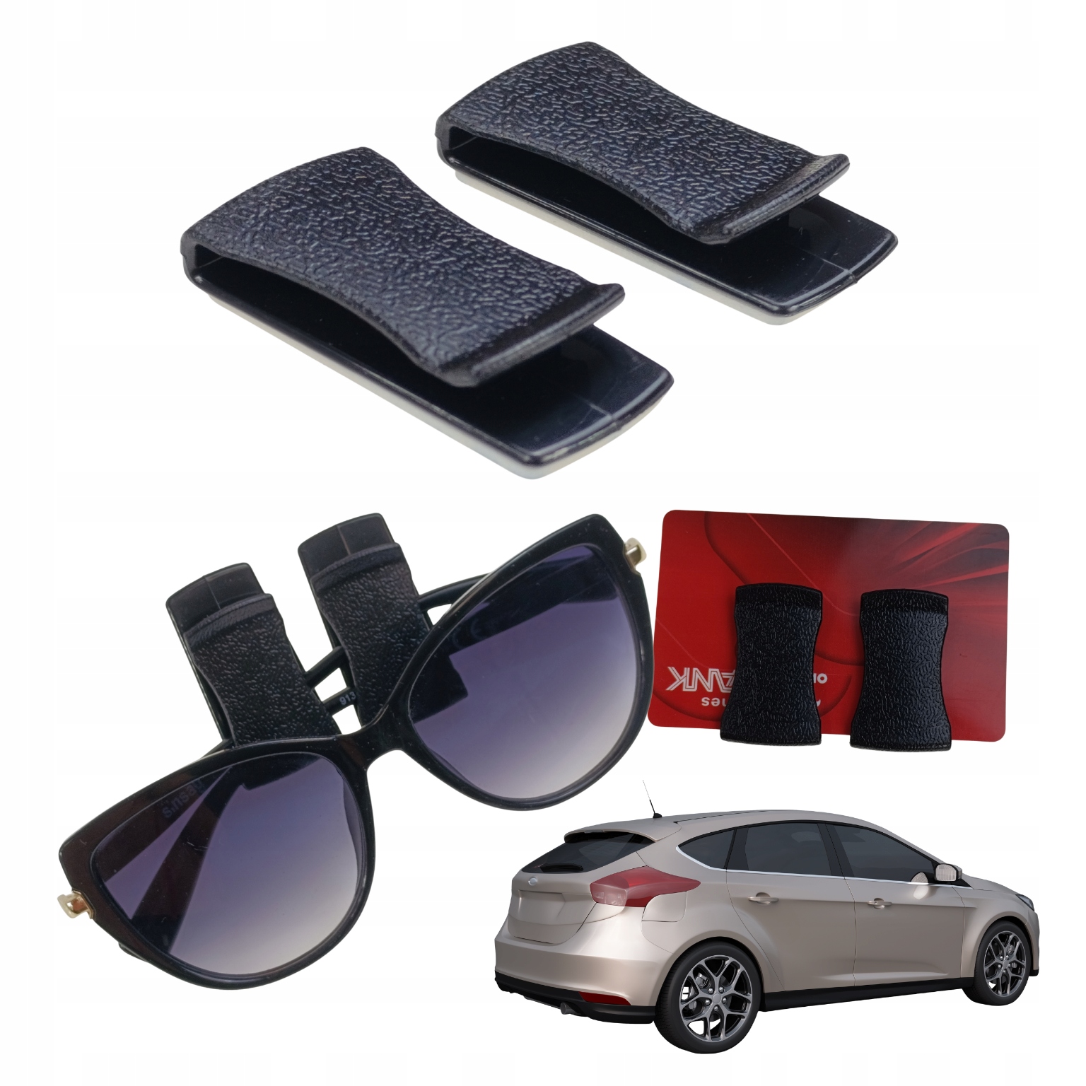 Uchwyt Klips Do Auta Na Okulary Bilet Parkingowy Wieszak Samochodowy 2szt
