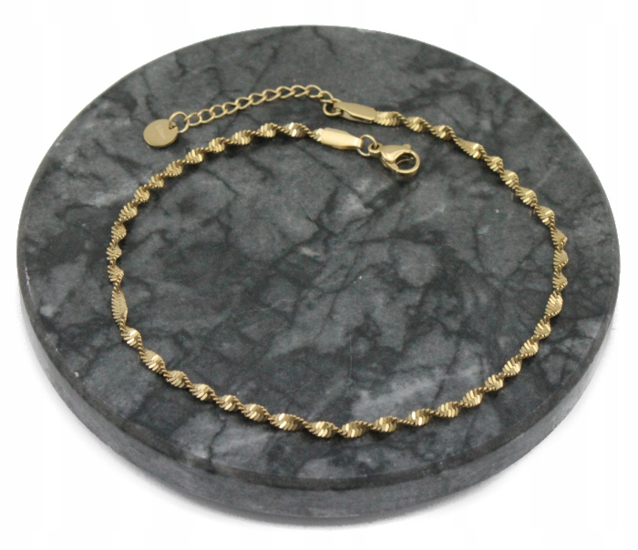 BRANSOLETKA NA NOGĘ STAL CHIRURGICZNA ZŁOTA SINGAPUR 316 L Marka Stainless steel