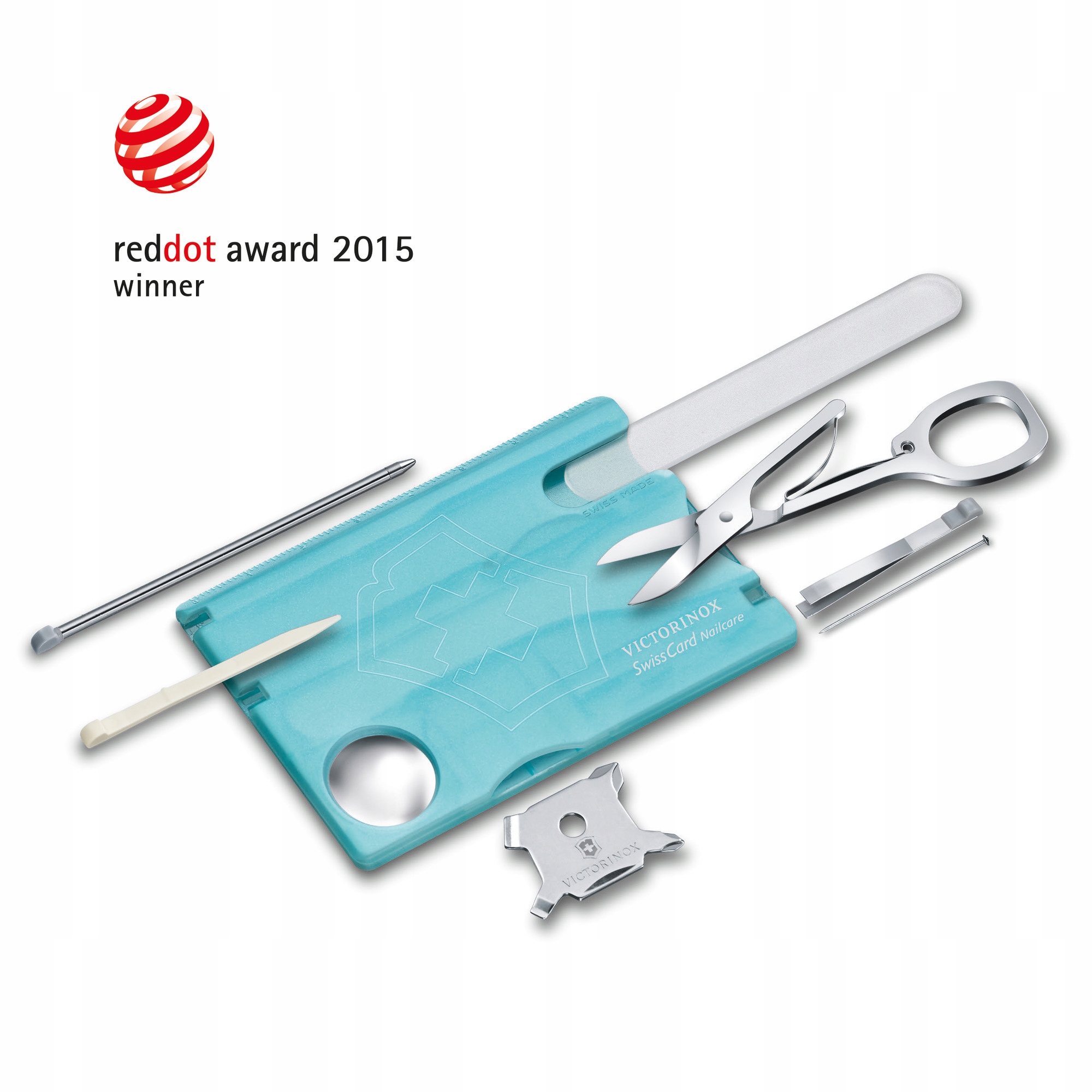 Victorinox 0.7240.T21, Swiss Card Nailcare, 13 funkcji, szklany pilniczek