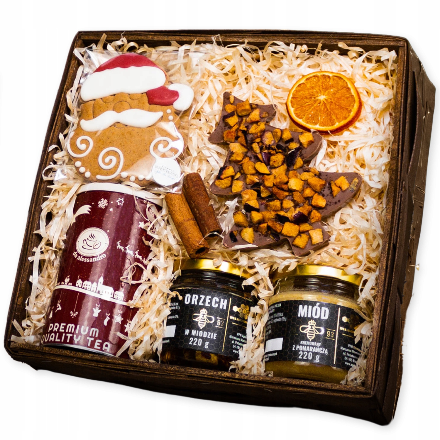 Levně Dárkový koš k Vánocům Dárek – čaj, perník, čokoláda, med