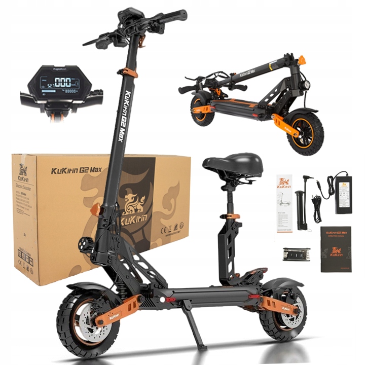 KuKirin G2 Max Skládací elektrické vozidlo 1200W 48V 20.8AH 55KM/H 70KM 10"