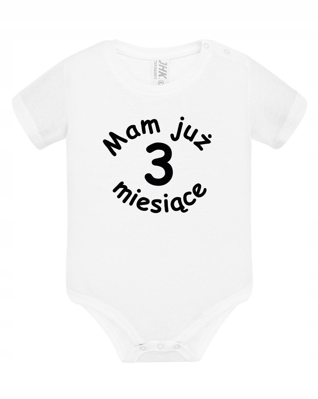 

Body białe nadruk z napisem Mam Już 3 Miesiące 6M
