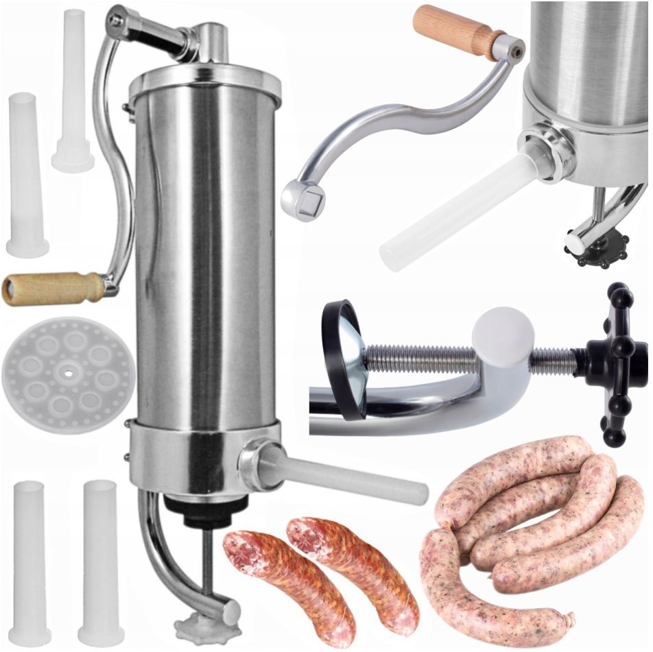 Plnička Na Maso Kielbas Kabanosů 4 X Nálevky Píst Pevná Ocel