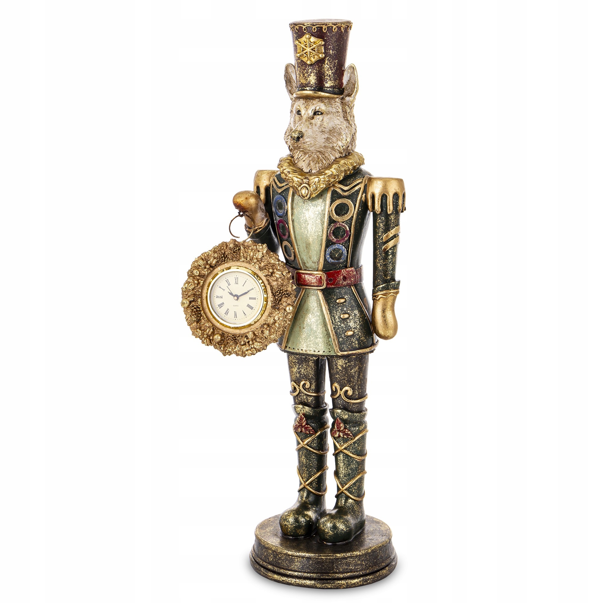 Figurka Pierrot Lis s hodinami Líška Hodiny Dekorácia Figurka Darček