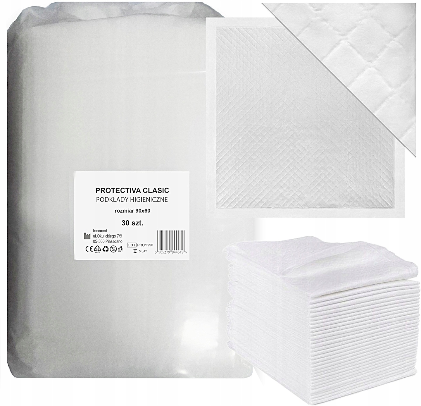 

Podkłady Chłonne Higieniczne Mocne 60X90 30 szt