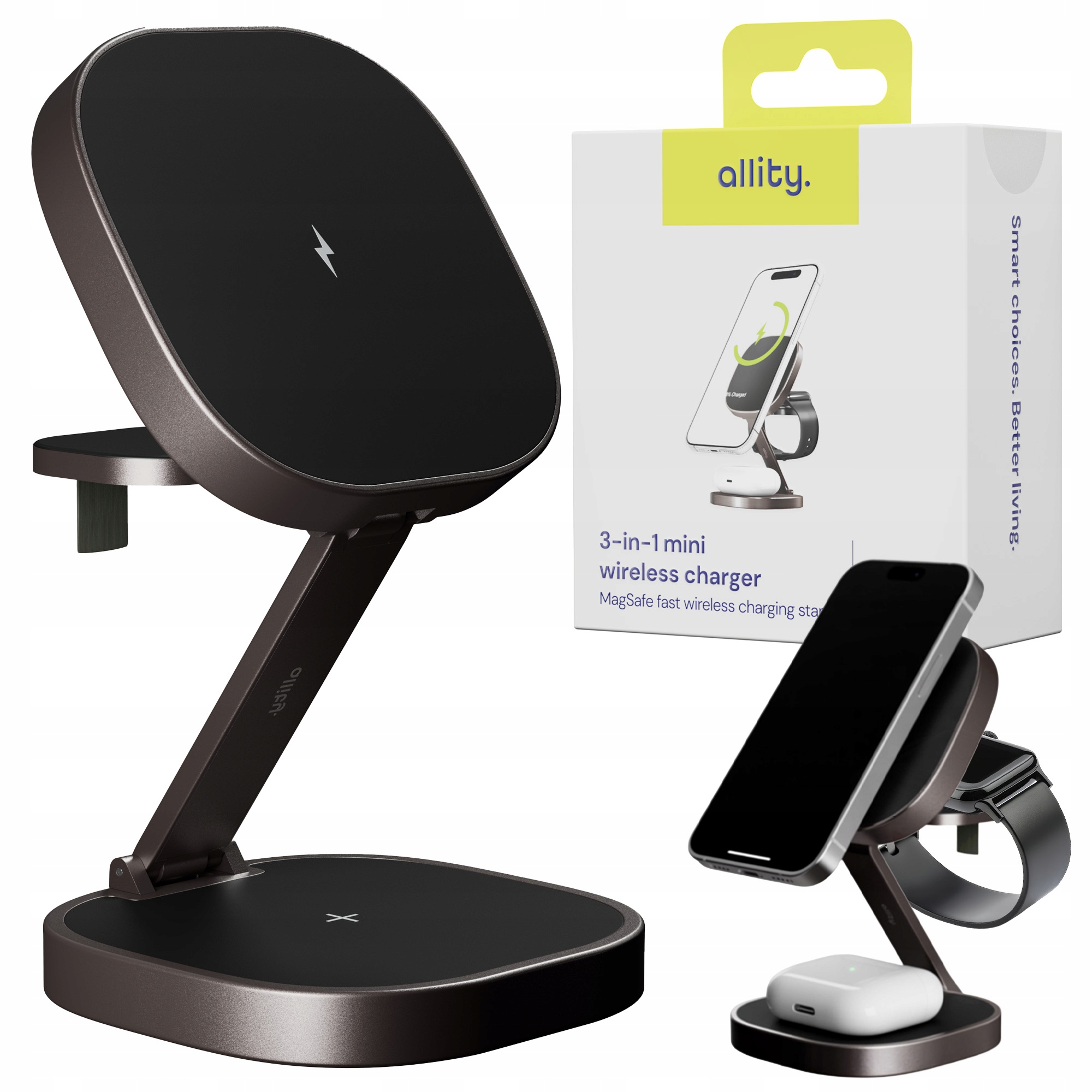 Indukční nabíječka MagSafe 3v1 pro iPhone Apple 25W Bezdrátová Silná Kabel