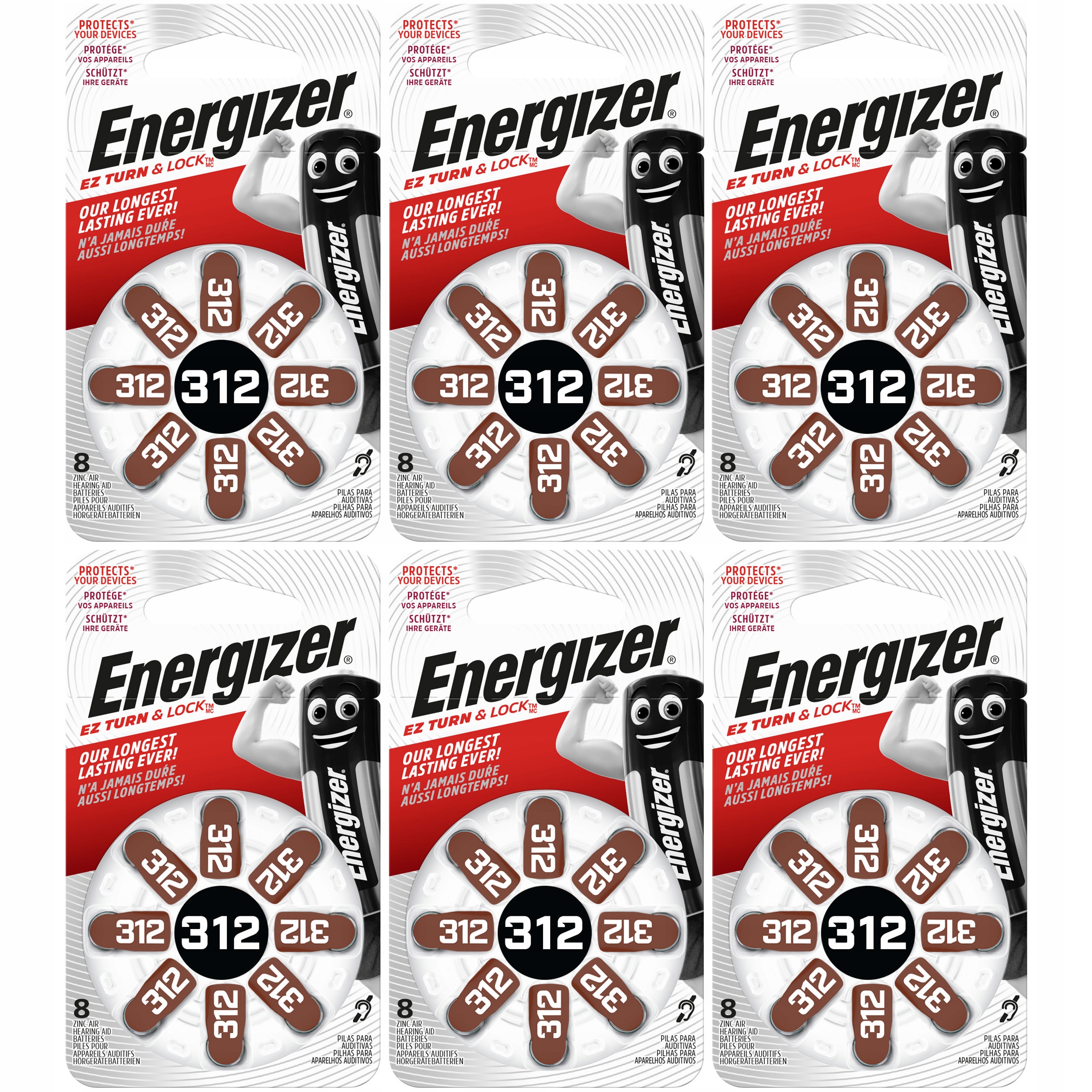 

48x Bateria Energizer Słuchowa 312 PR41 Zinc 1,4V