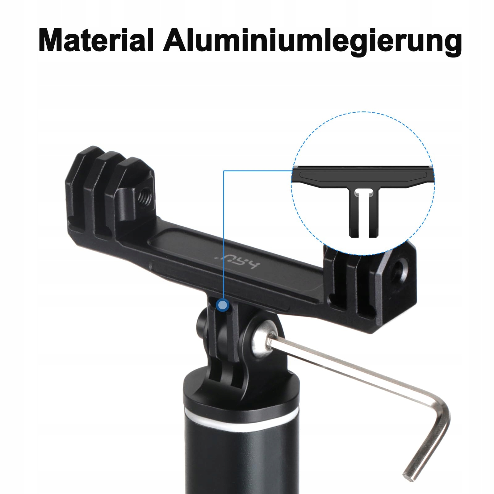 HSU Aluminiowa Podwójna Uchwyt GoPro Adapter Hero 12 11 10 9 8 7 6 5 4 3 — miniatura 5
