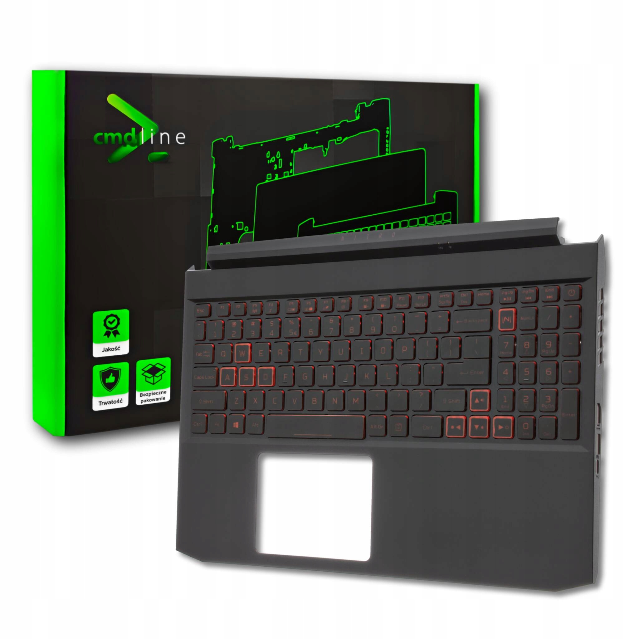 Palmrest Klawiatura Led Do Acer Nitro AN515-57 Led Red