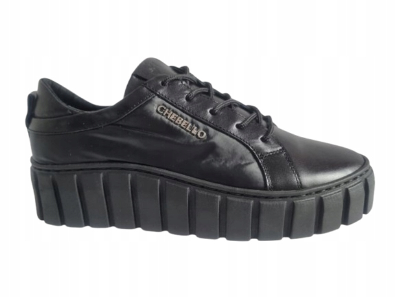 Černé kožené lehké sportovní tenisky na procházky z kůže CheBello 37