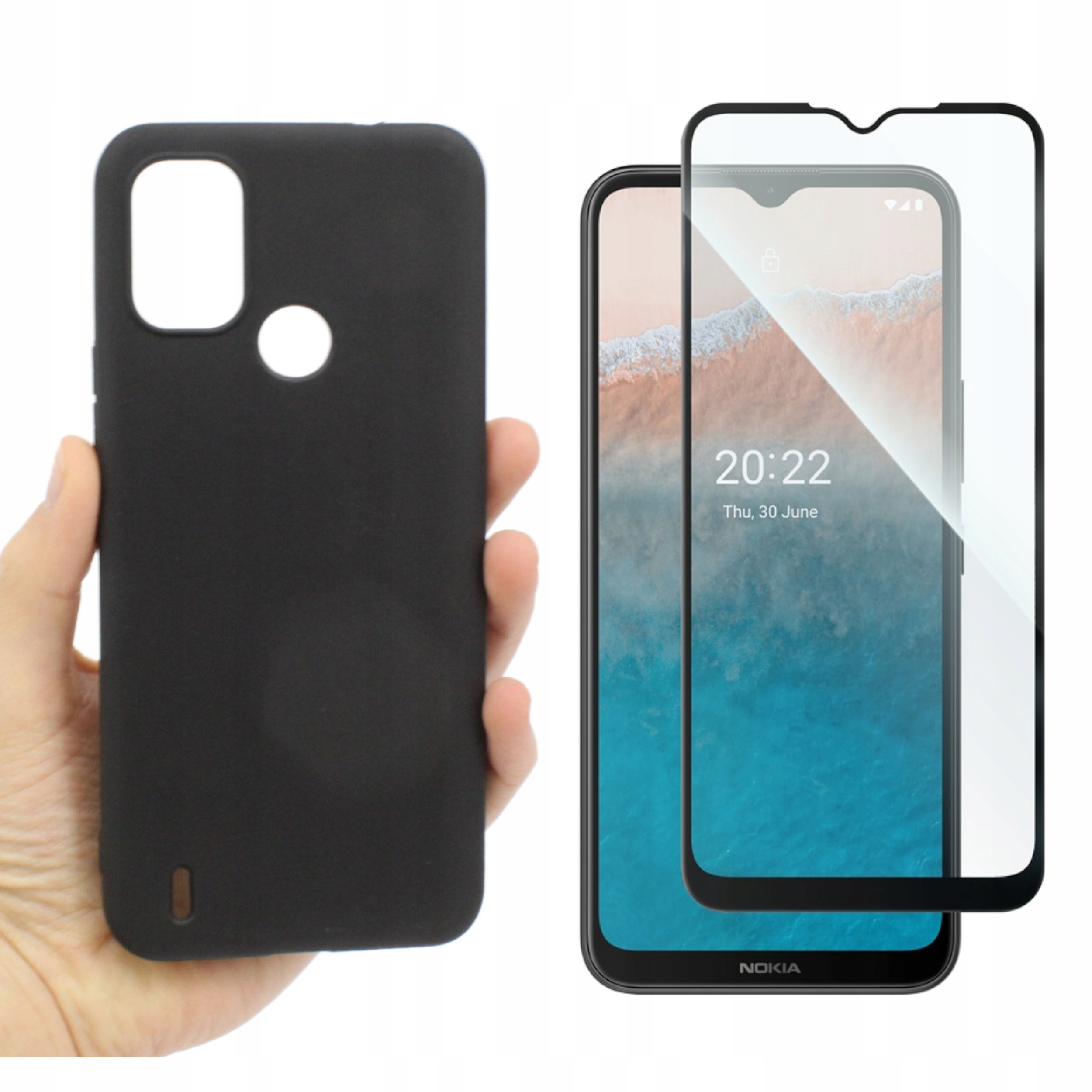 

Etui do Nokia C21 Plus Jelly Case czarn Matt+szkło
