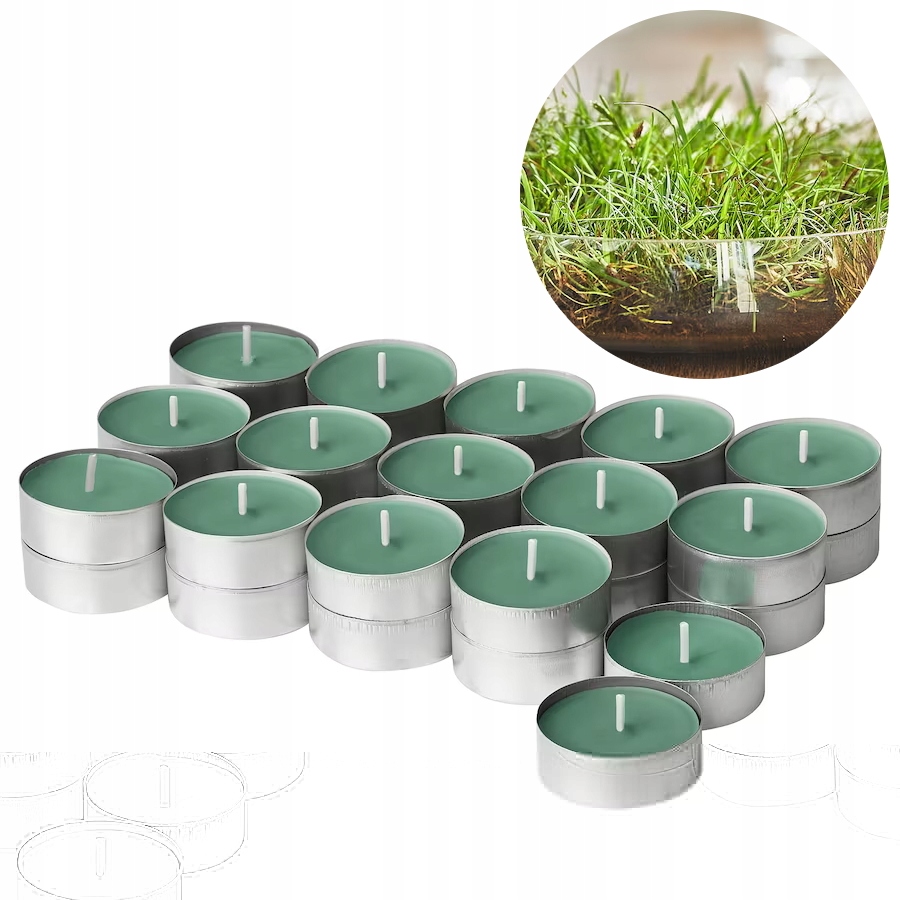 IKEA świeczki zapach TEALIGHT 30szt SKOSZONA TRAWA (405.042.49) • Cena