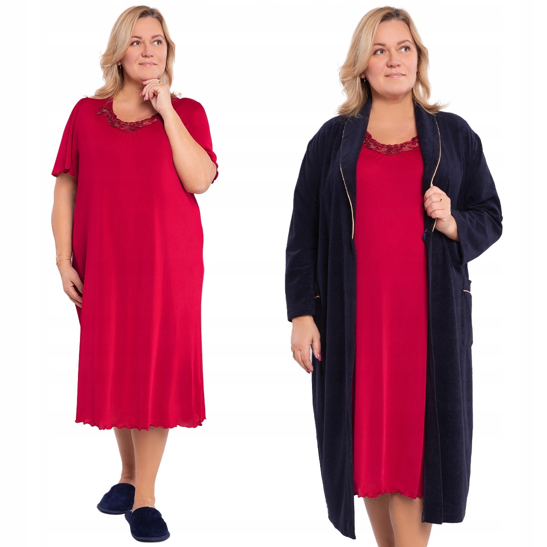 Bordó košile noční s lemováním Mewa 58