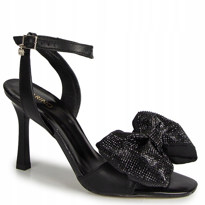 Karino 5987 Černé Kožené Sandály S Mašličkou, Velikost 38