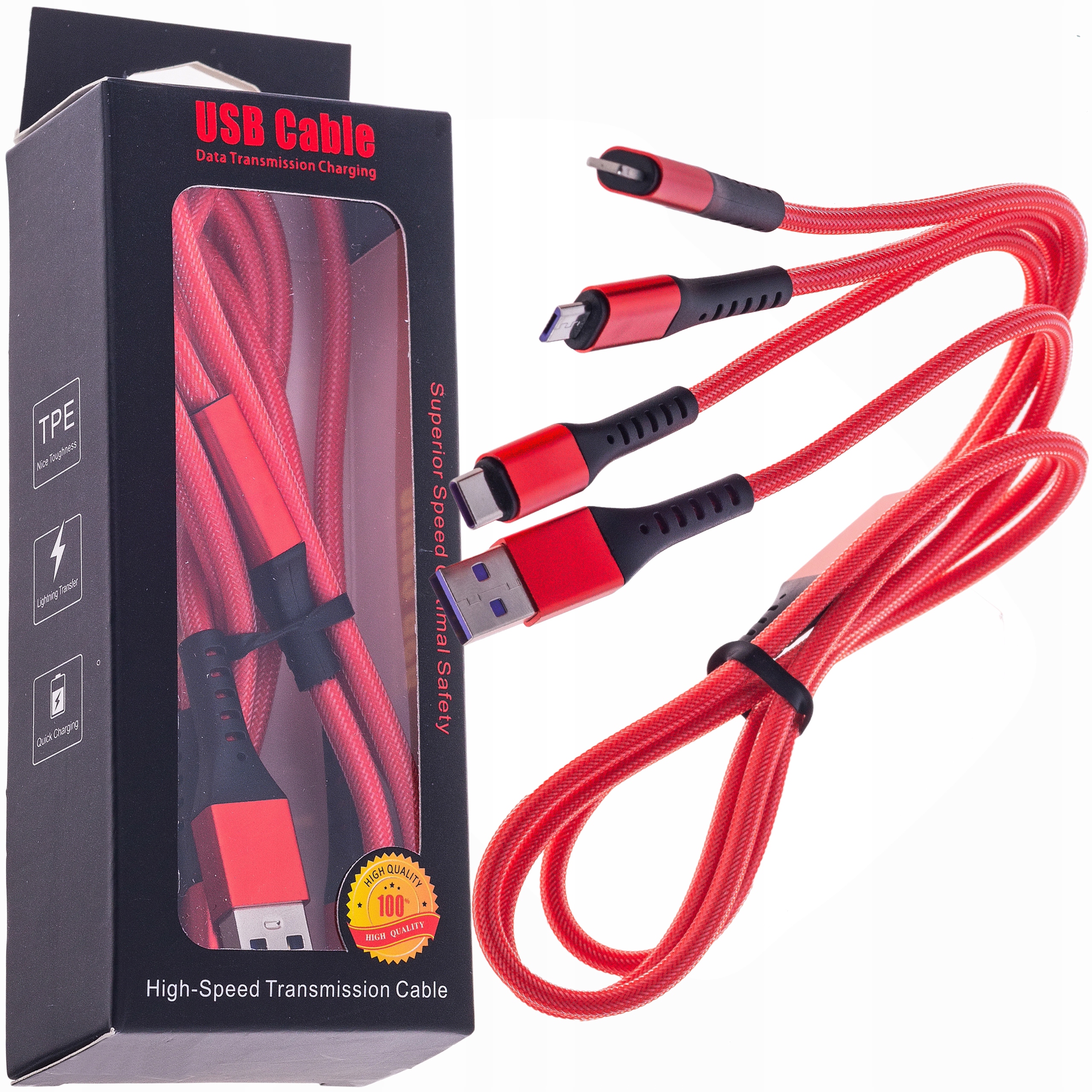 

Kabel 3W1 Ładowarka Usb Micro Lightning Type-c