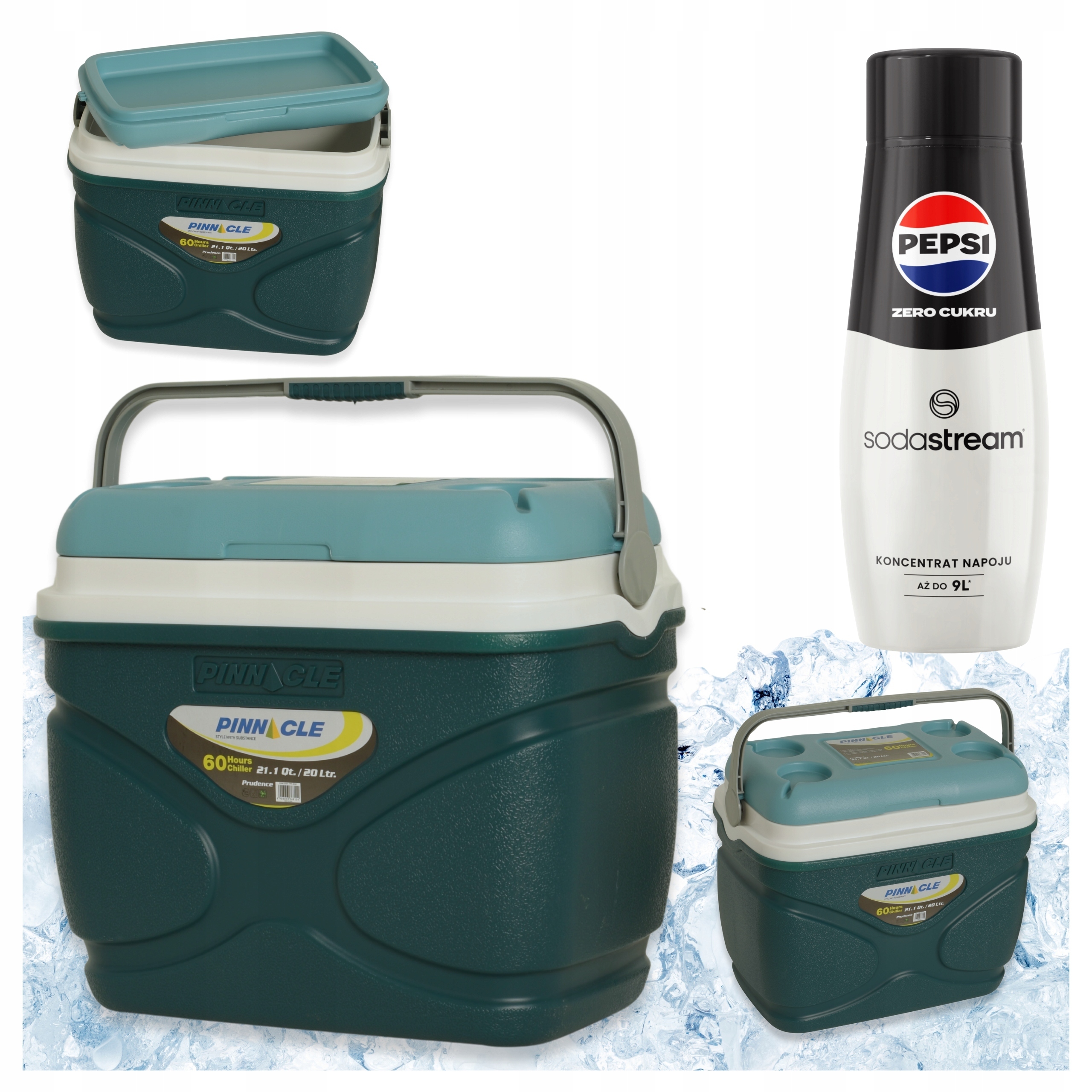 Velká turistická lednička Pinnacle 20 l modrá sirup SodaStream Pepsi Max
